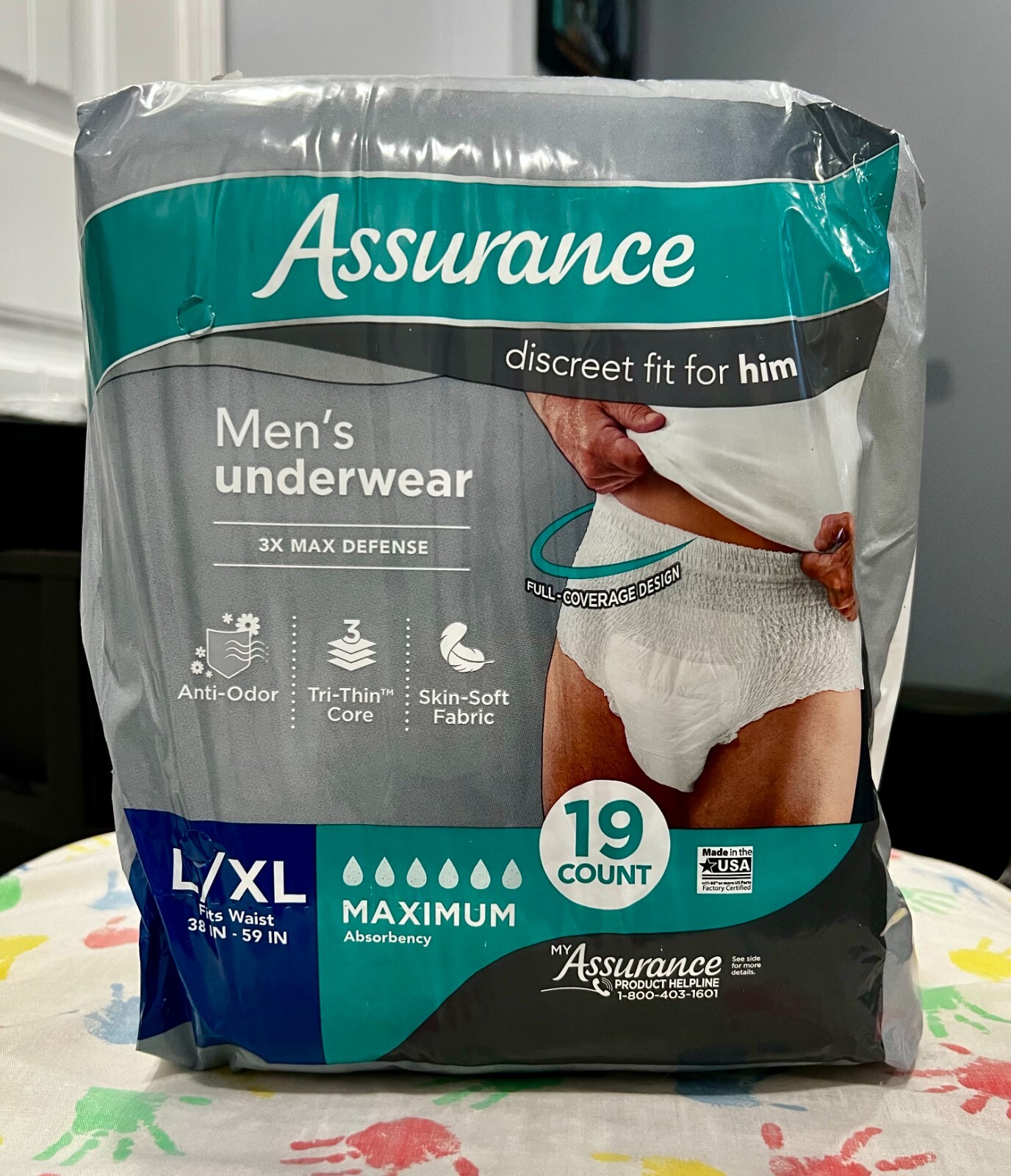 Assurance Men Incontinence Underwear Max Absorbency Size L/XL 19ct