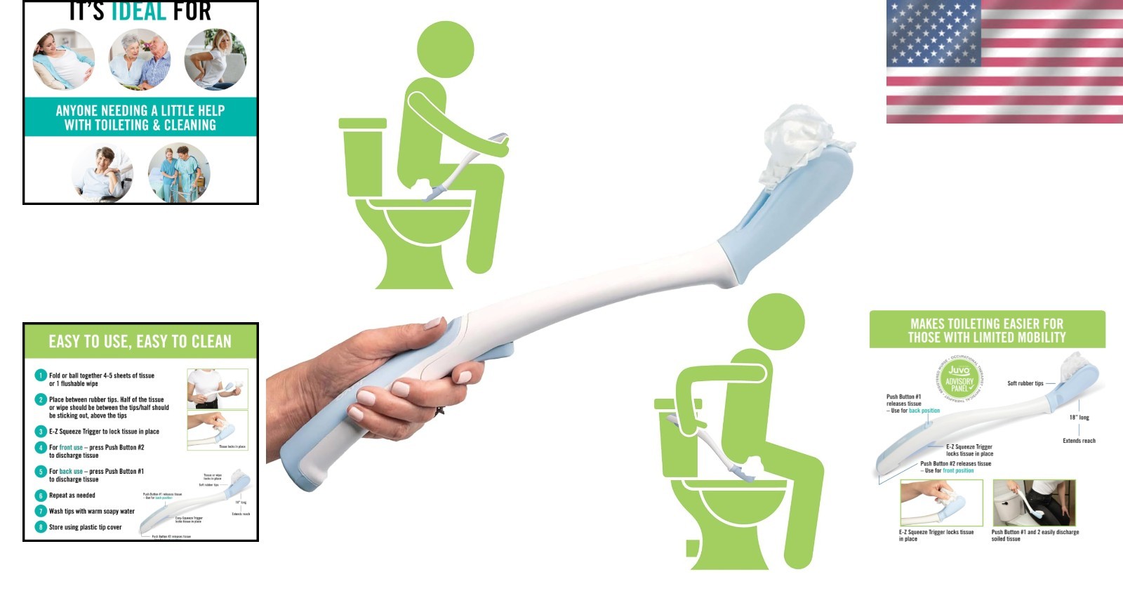 Ergonomic 18-Inch Toilet Aid Wand with Hygienic Cover – Ideal for Personal Care