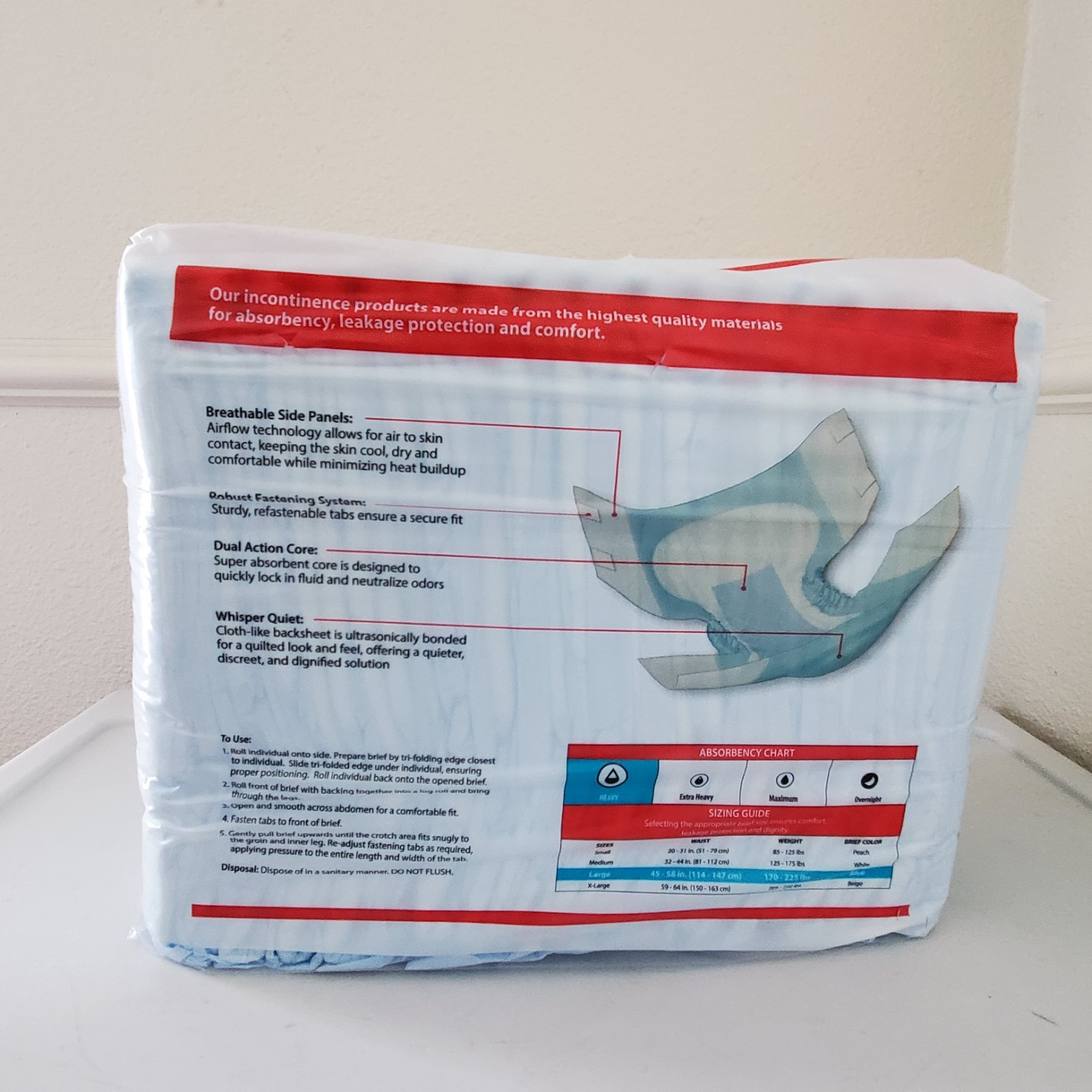 Cardinal Health Quilted Adult Briefs Wings Plus Large 45″ – 58″ 1 Pack 18 Briefs