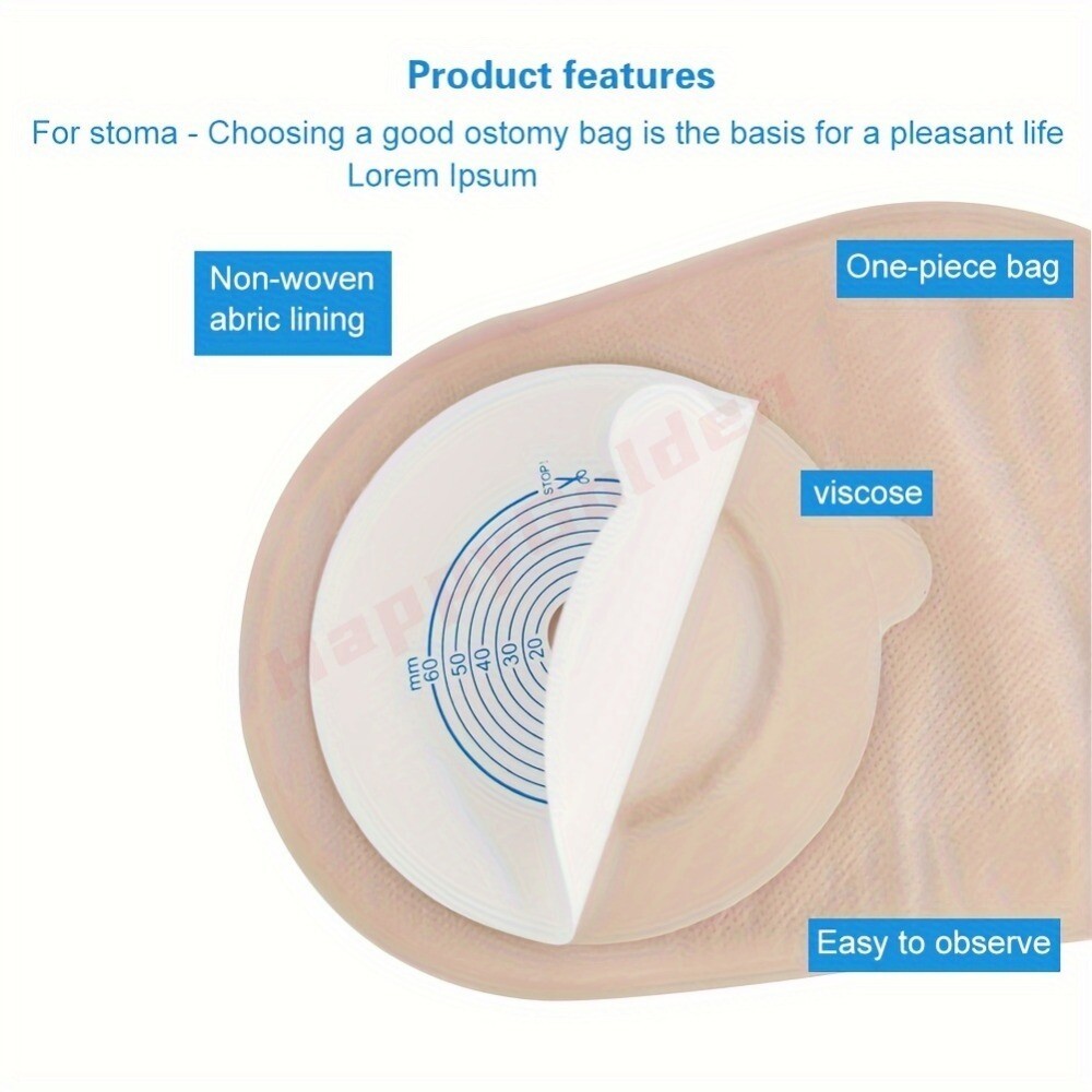 20Pcs Colostomy Bag with Closure, Ostomy Supplies, One-Piece Ostomy Bags