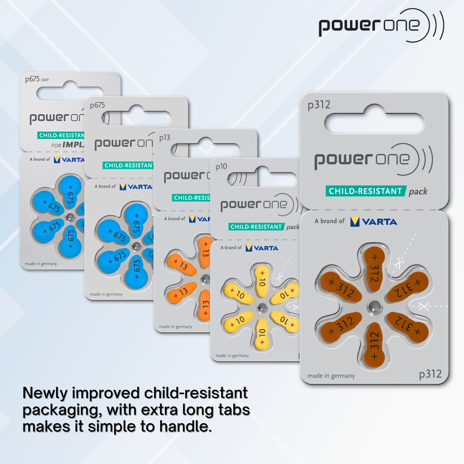 Power One Hearing Aid Batteries MF Size 312, PR41 (120 Pack) + Battery Keychain