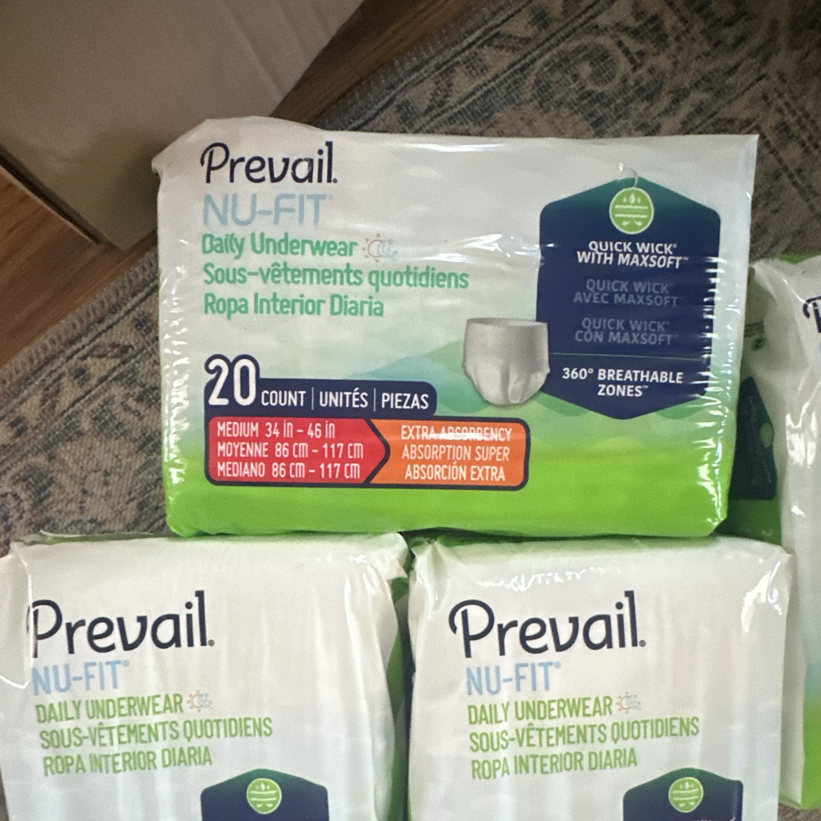 Prevail NU-FIT Daily Underwear Incontinence Pants M Extra Absorbency 20 Ct