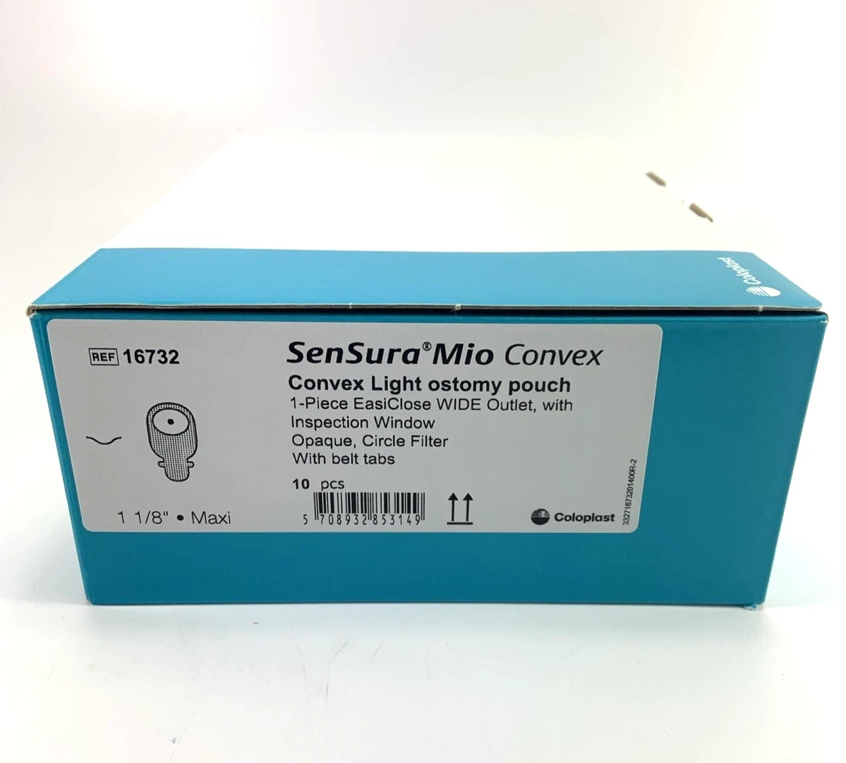 10 Coloplast 16732 SenSura Mio Convex Ostomy Pouch Drainable 1.1/8″ Exp 7/27