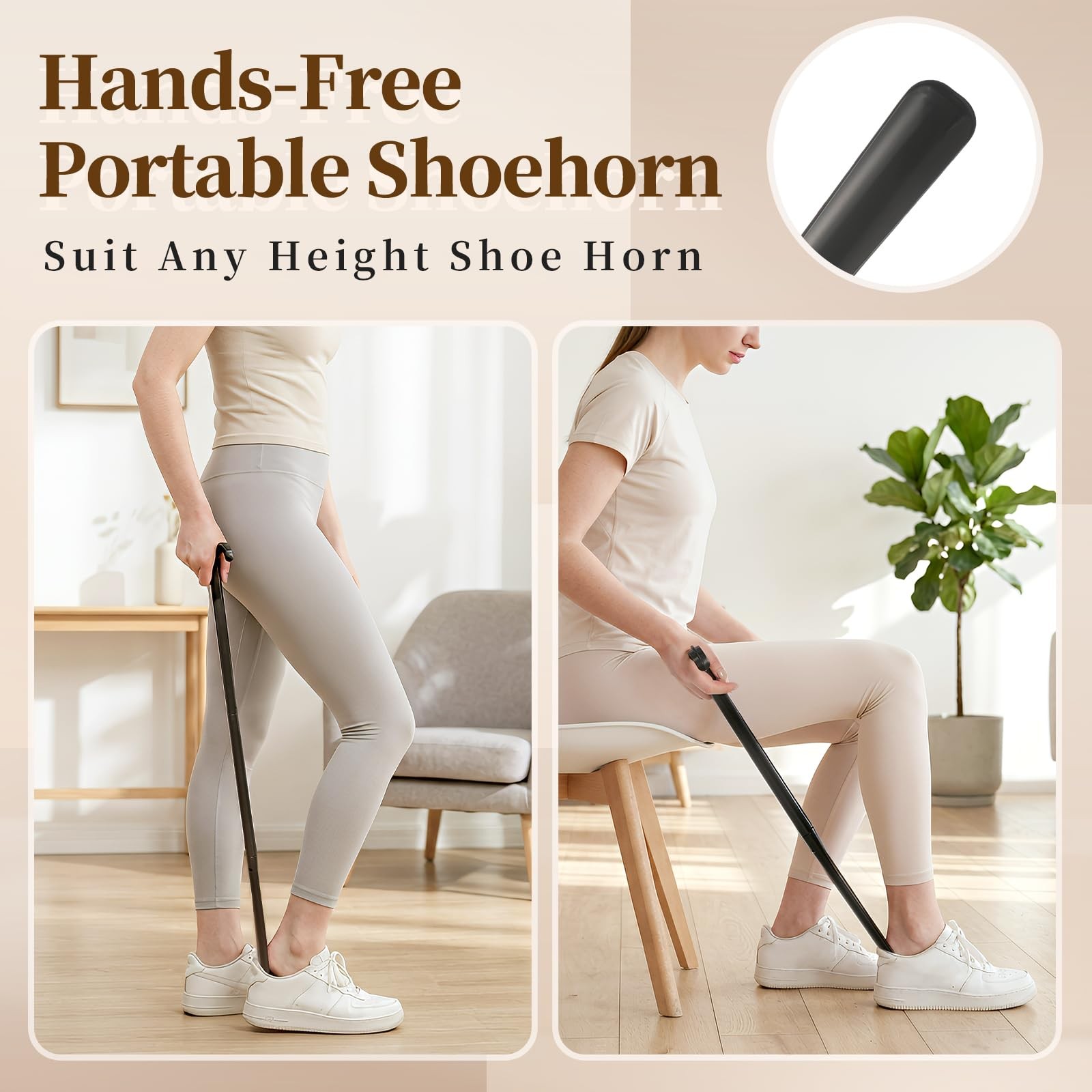 Fanwer Long Handle Shoe Horn for Seniors -33.5″ 33.5 Inch (Pack of 1), Black