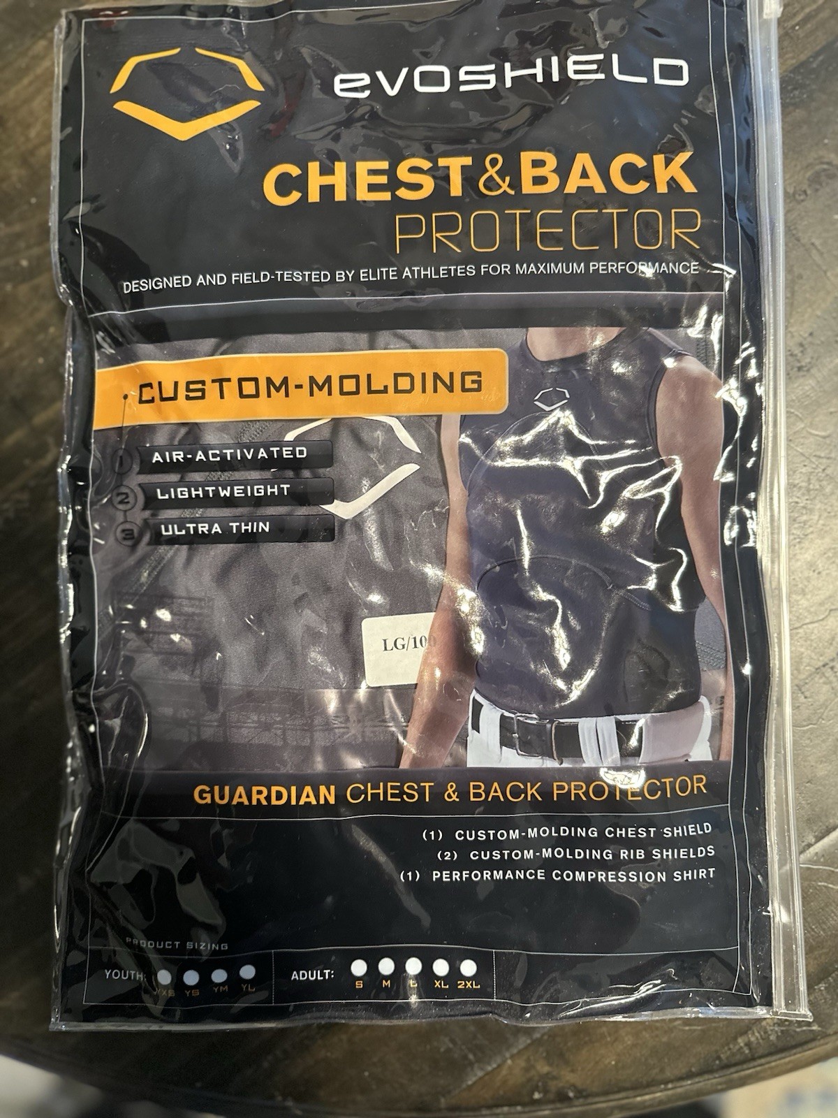 evosheield adult large chest and back protector custom molds and shirt