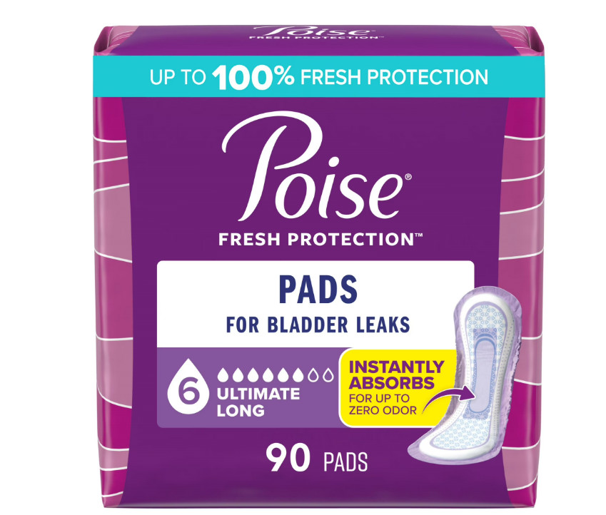 Poise Ultimate Absorbency Incontinence Pads for Women Long 90 Count