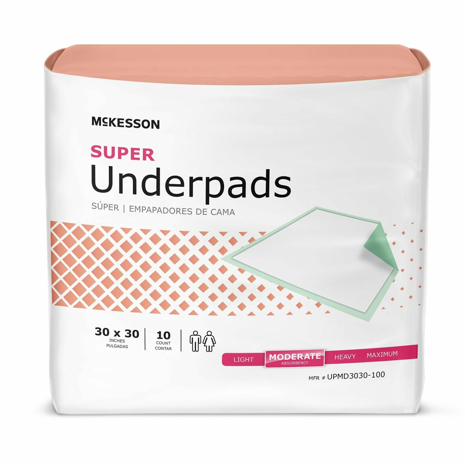 McKesson Super Disposable Underpads Fluff / Polymer 30X30″ 100 Pads UPMD3030-100