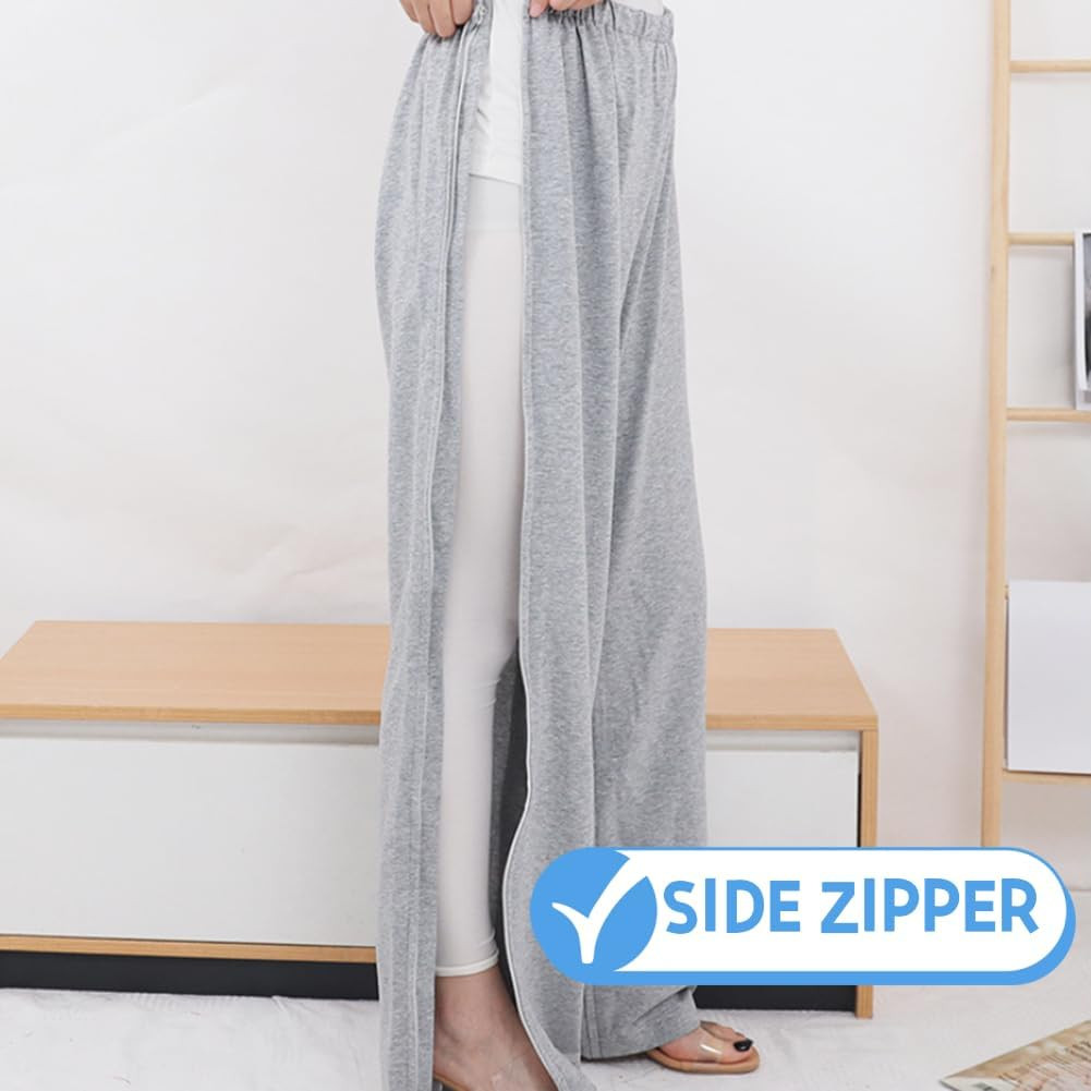 Unisex Patient Pants,Bedridden Patient Clothing,Disability Clothing with Zippers
