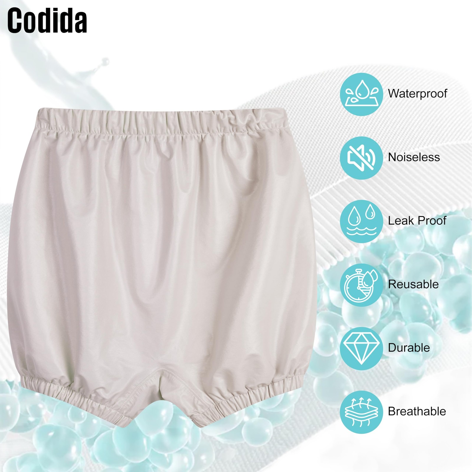 Codida Adult Leakproof Plastic Pants Diaper Cover, Washable Incontinence Unde…