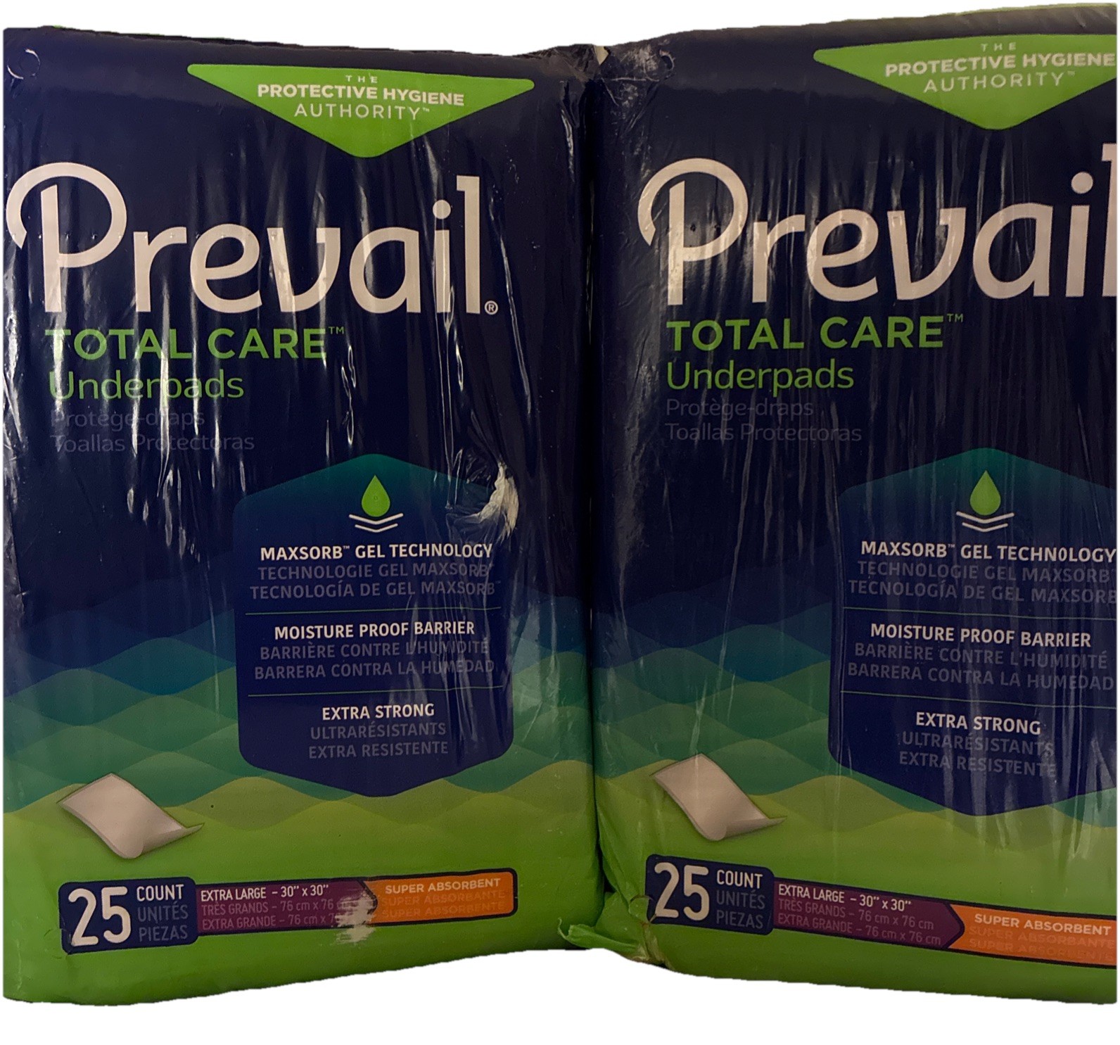 Prevail Total Care Underpads 25ct 30”x30” XL Heavy Absorbency UP-100/1 – 25 Ct