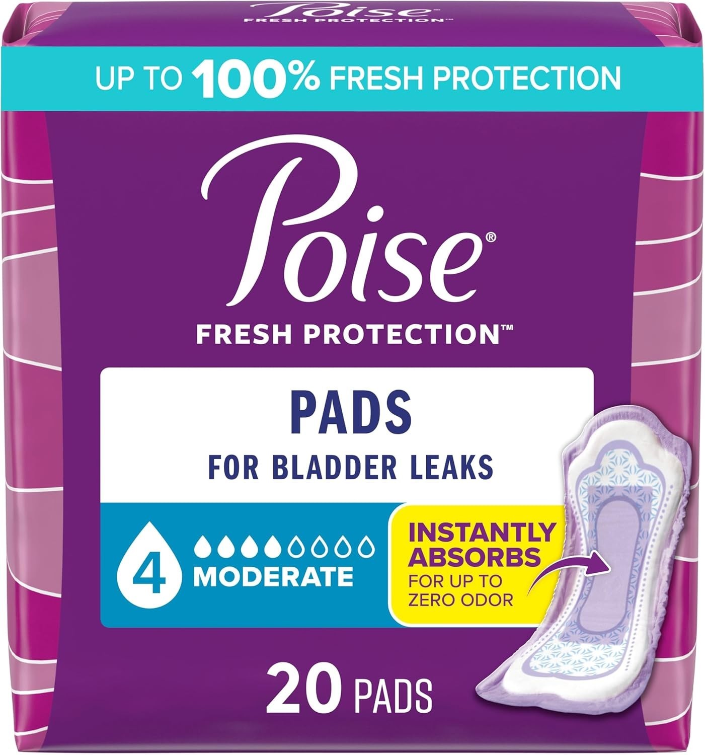 Bladder Leak Protection Pads – Soft, Absorbent Design, Zero Odor, 20 Count Pack