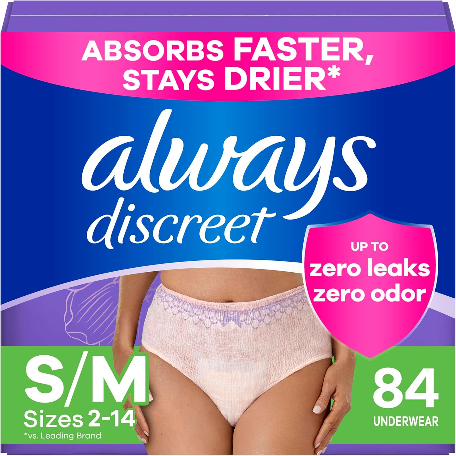 Adult Incontinence Underwear for Women and Postpartum Underwear, S/M, Up to 100%