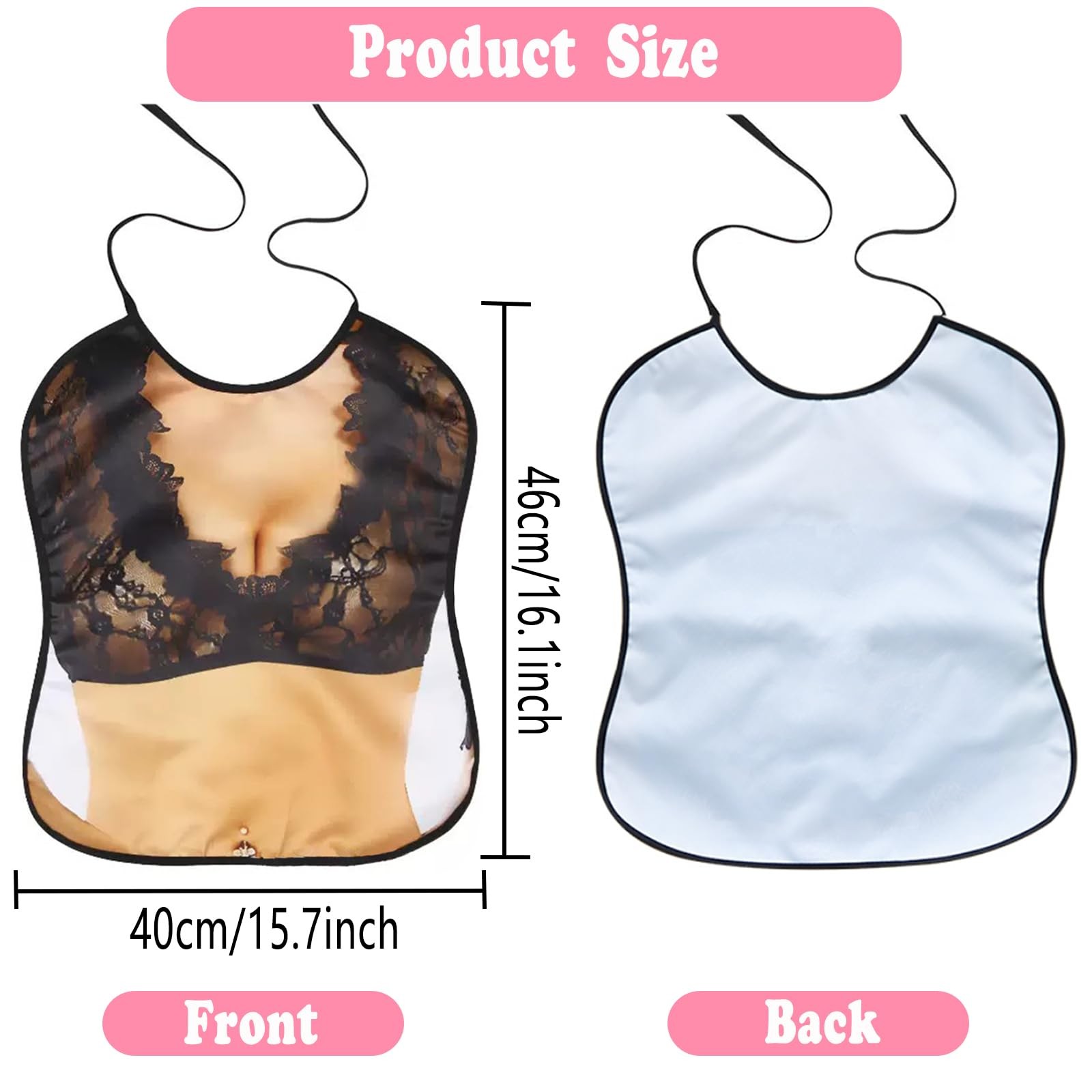 MatFirsmo Funny Adult Bibs for Women, Washable Waterproof One Size, Black