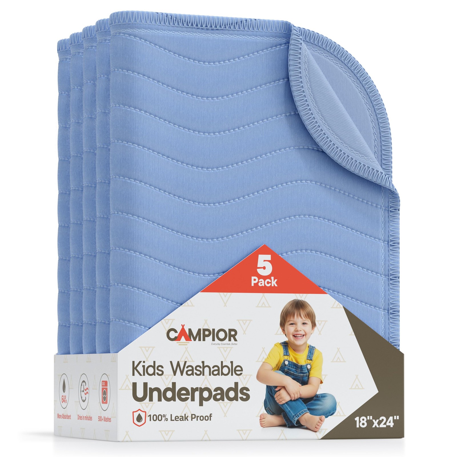 Washable Underpads Medium 18″ x 24″ (Pack of 5) – Reusable Waterproof Bed Pad…