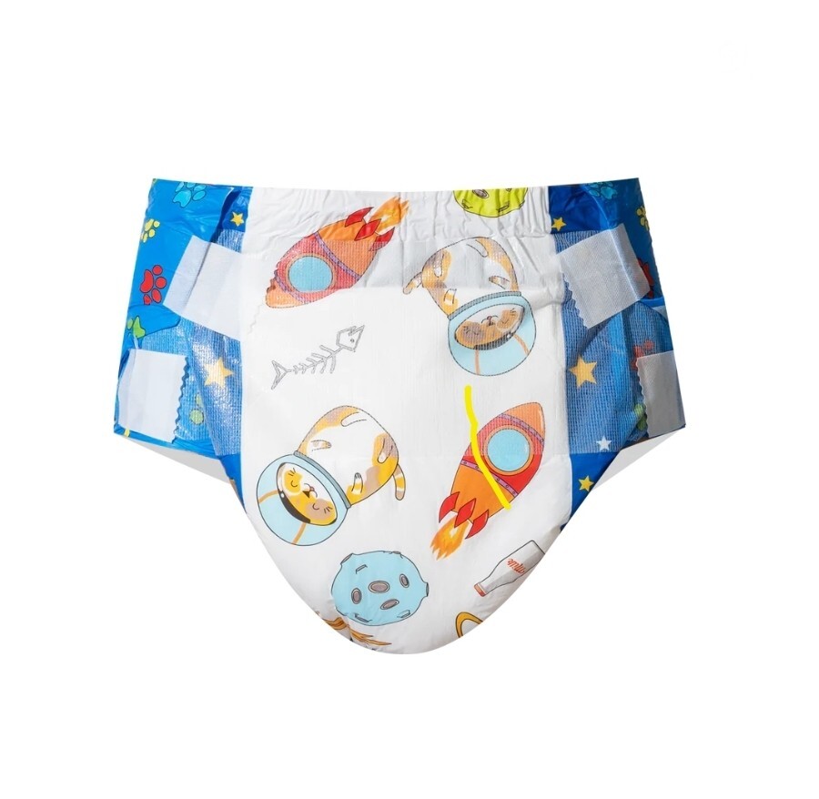Bambino Catstronaut Medium Adult Baby Diaper – Plastic Backing – Pack of 2 ABDL