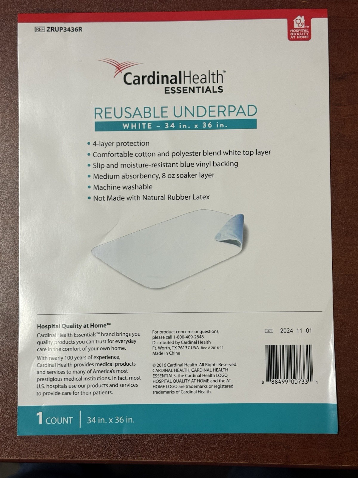 NEW Cardinal Health Reusable Underpad Bed Pad for Incontinence 36” x 54”