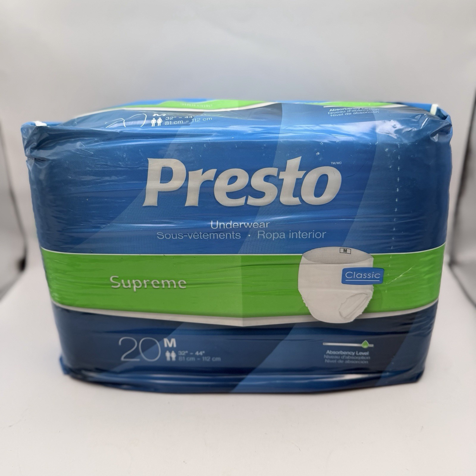 Presto Supreme Medium Moderate to Heavy Disposable Underwear 3PK Of 20 (60)