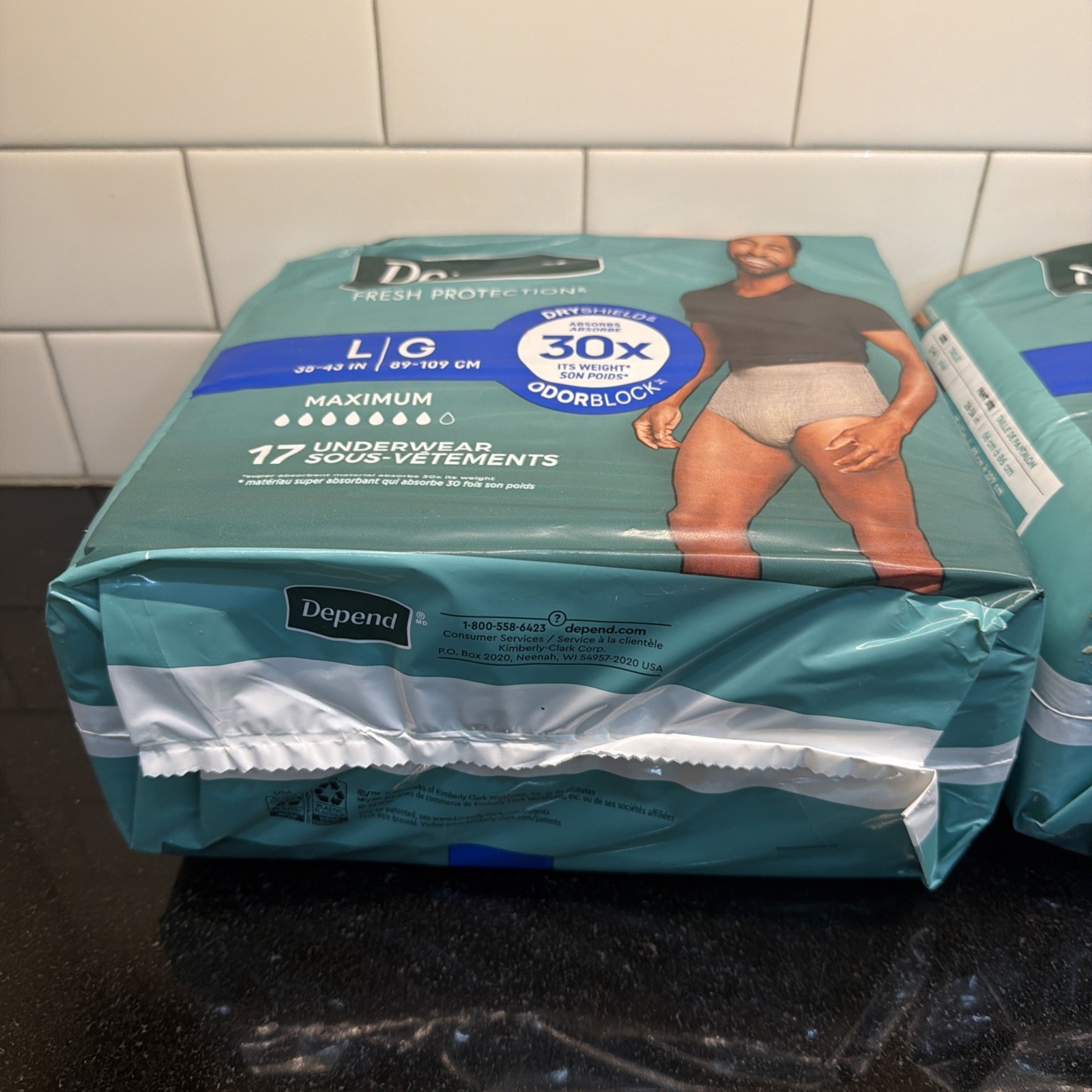 Total of 34pairs(17×2) | Depend Fresh Protection Disposable Underwear, Men Large