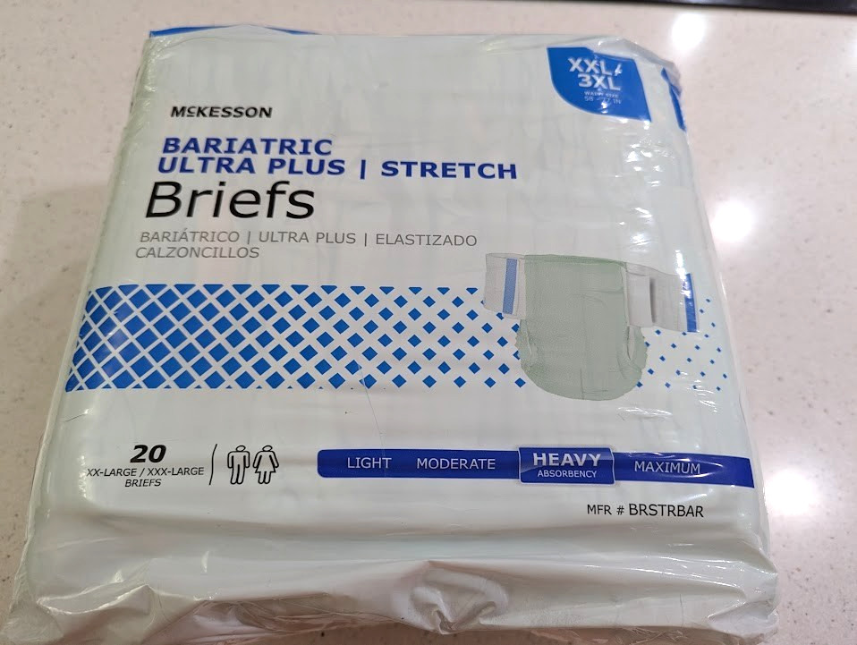 McKesson Bariatric Ultra Plus Stretch Briefs Unisex 20 Count XX-Large / 3XL NEW