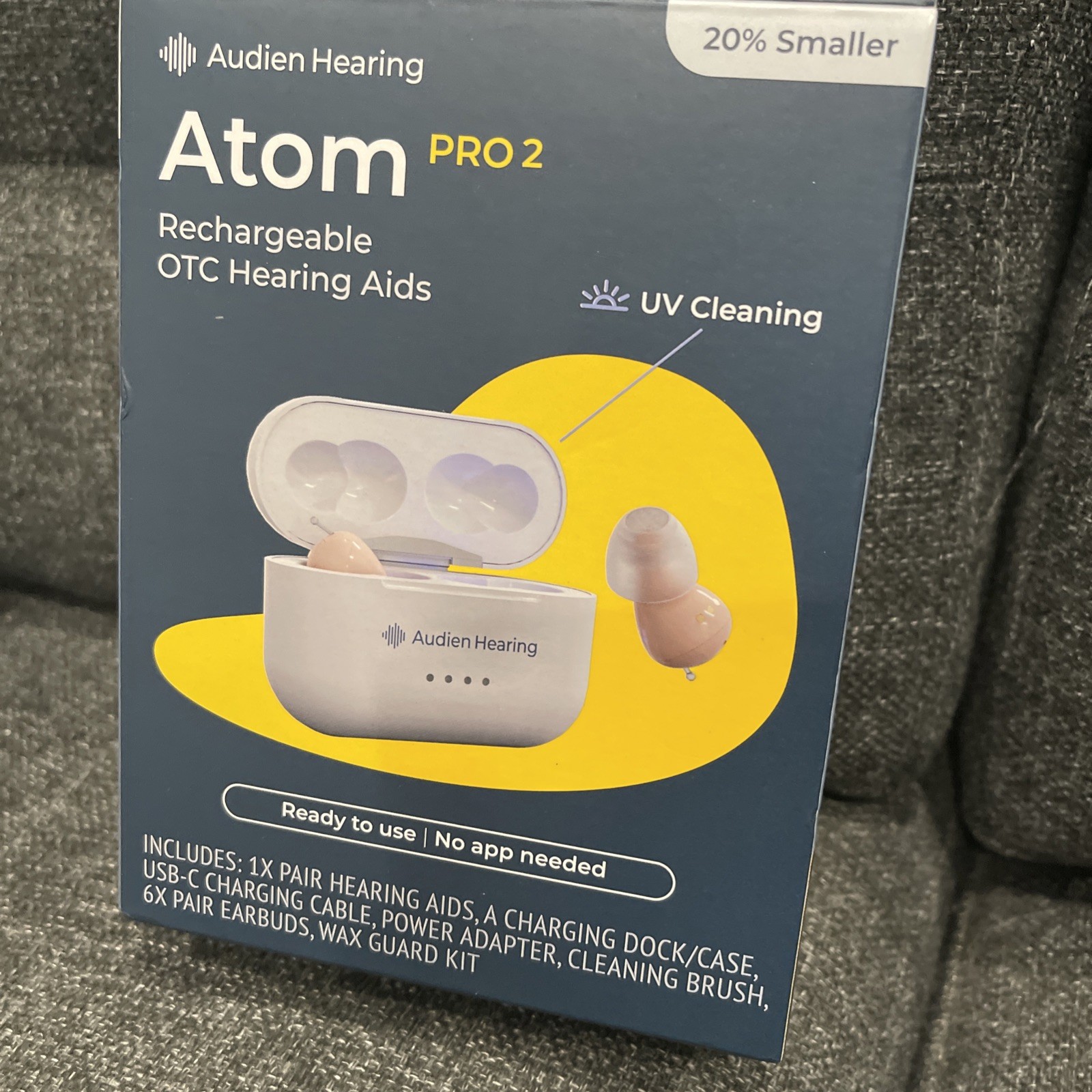 Audien ATOM PRO 2 Wireless Rechargeable OTC Hearing Aids NEW