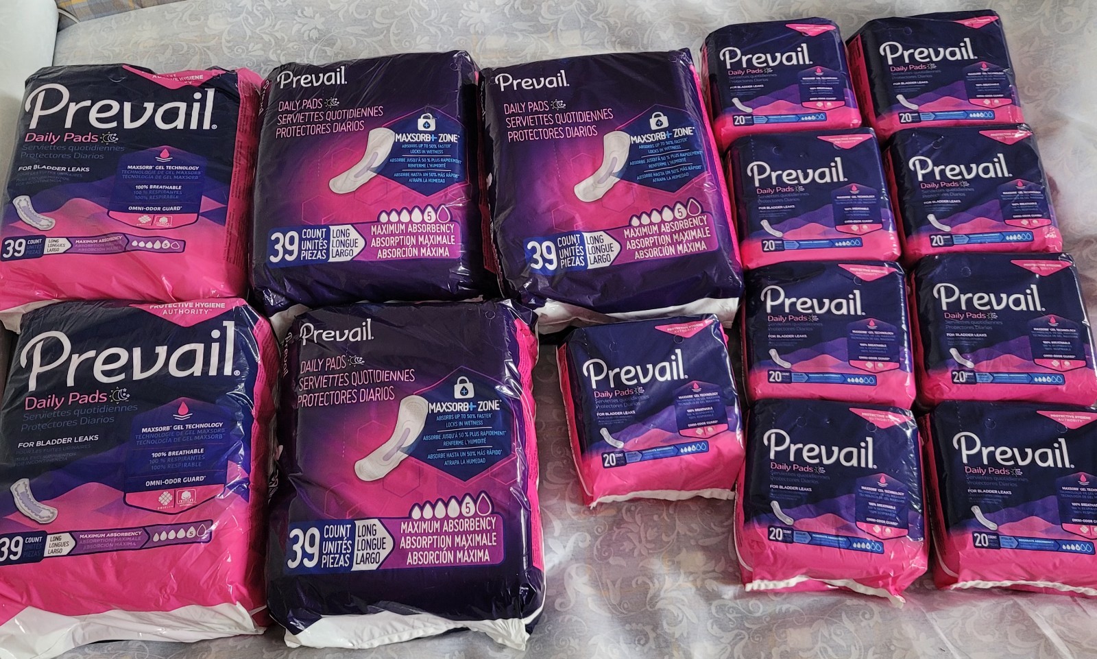 Lot of 14 Prevail Daily Pads for Bladder Leaks-375 Total Pads