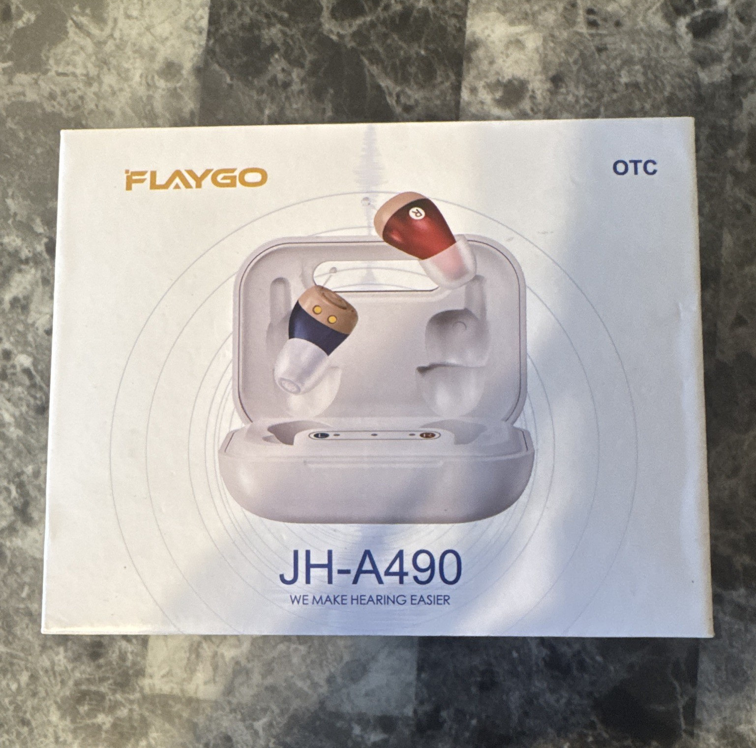 Flaygo JH-A490 OTC ITE Rechargeable Hearing Aids w/ Charging Case Adult