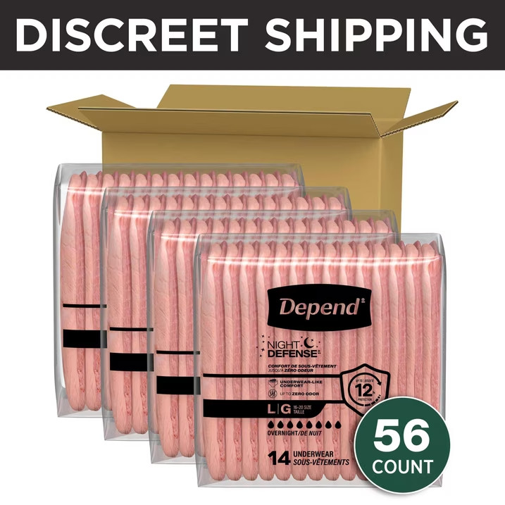 Depend Night Defense Incontinence Underwear for Women Large 56 Count