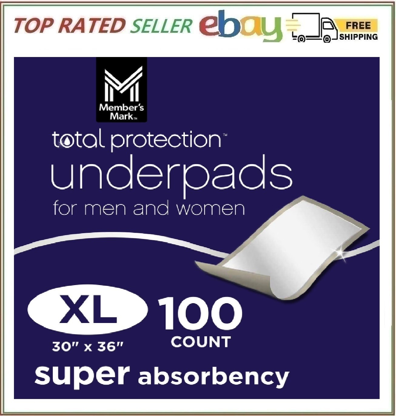 Member’s Mark Total Protection Underpads Extra-Large, 30″ x 36″ 100 ct