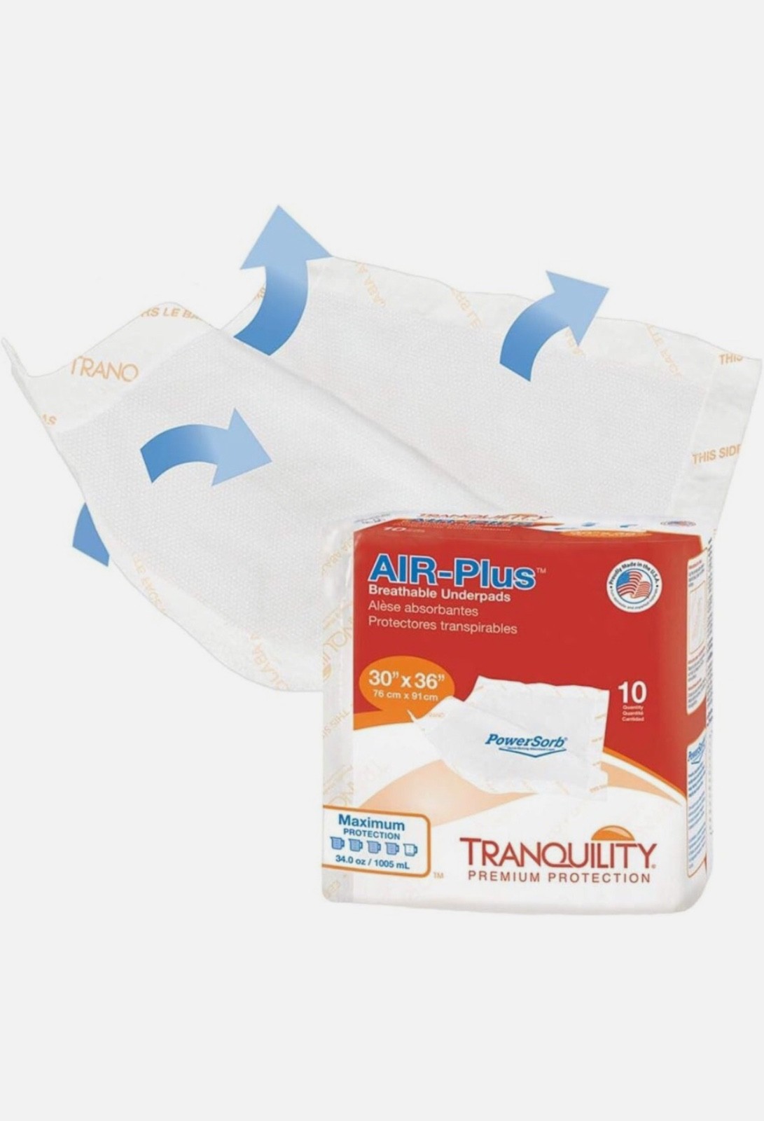Tranquility Air-Plus PowerSorb Breathable Incontinence Underpads Bed Pad 40 pads