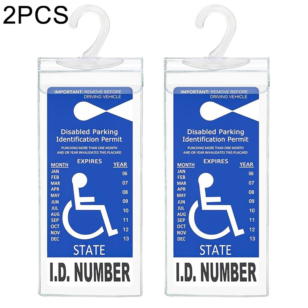 Handicap Placard Holder Disabled Parking Permit Protector Mirror Tag Sleeve Hang