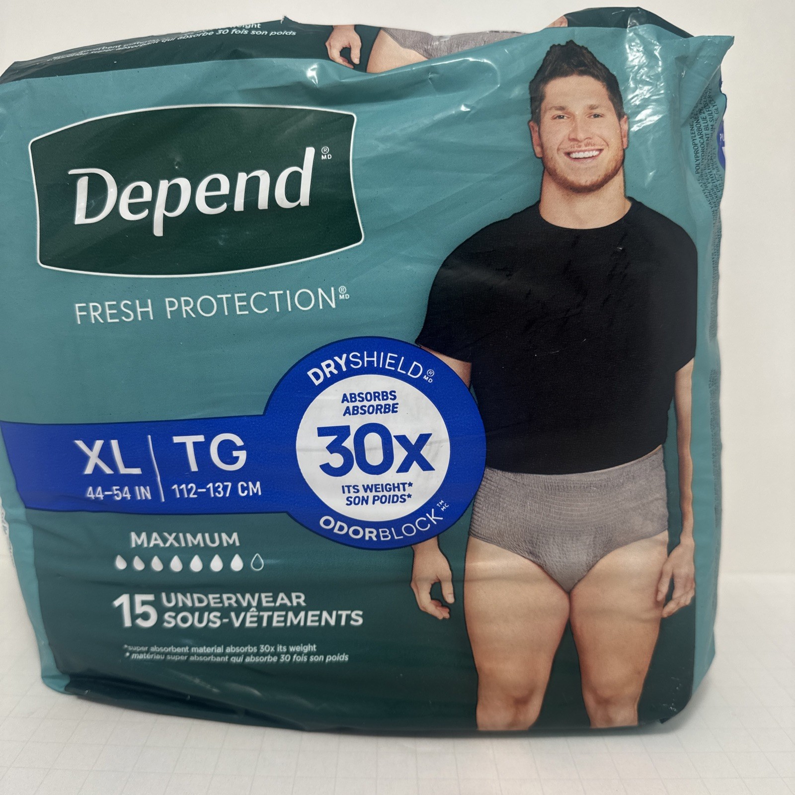 Depend Fresh Protection Adult Incontinence Underwear Men Disposable 15 ct XL Ope