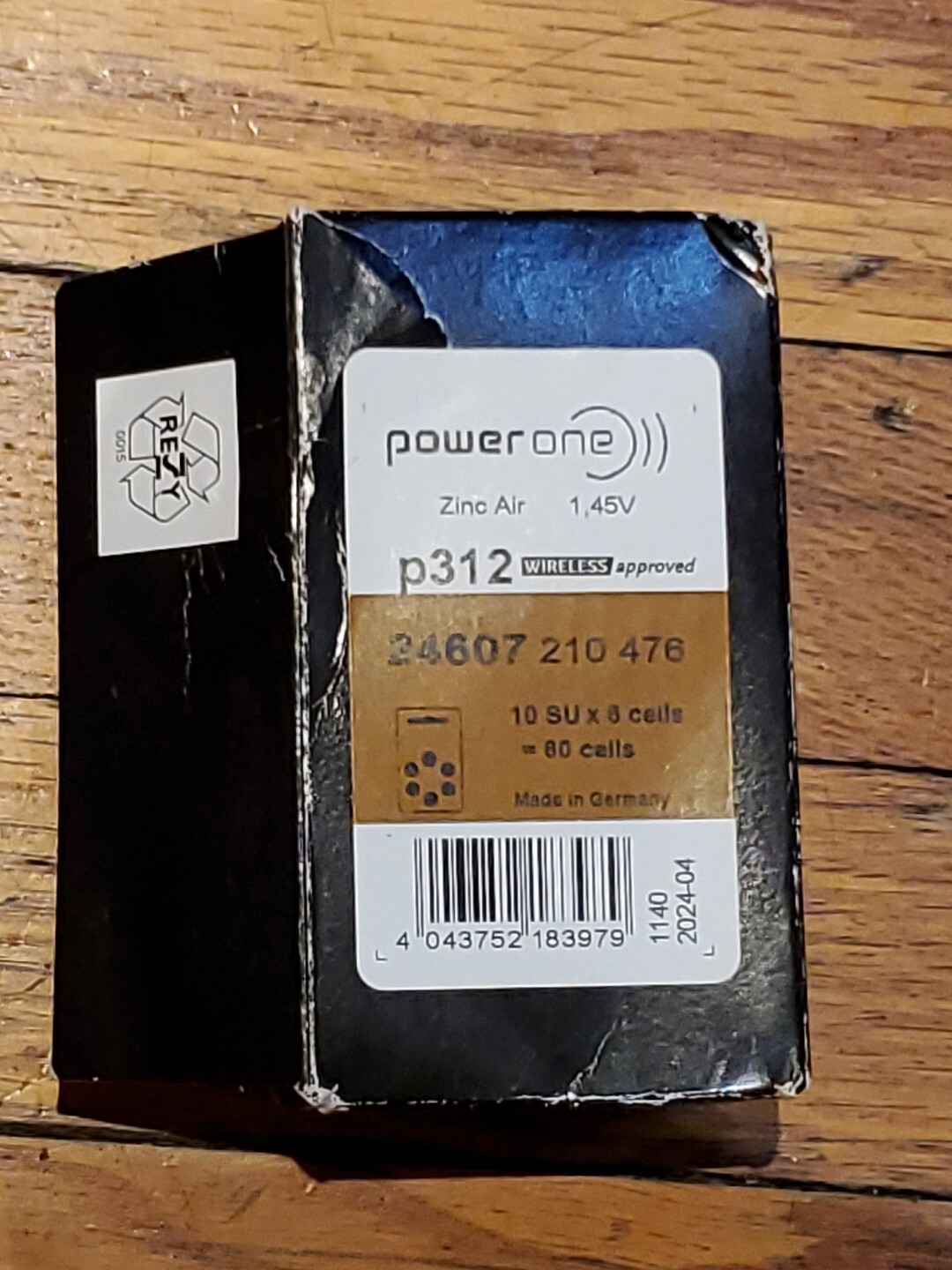 Power One Zinc Air 1,45V WIRELESS APPROVED P312 Hearing Aid Battery Pack Of 60