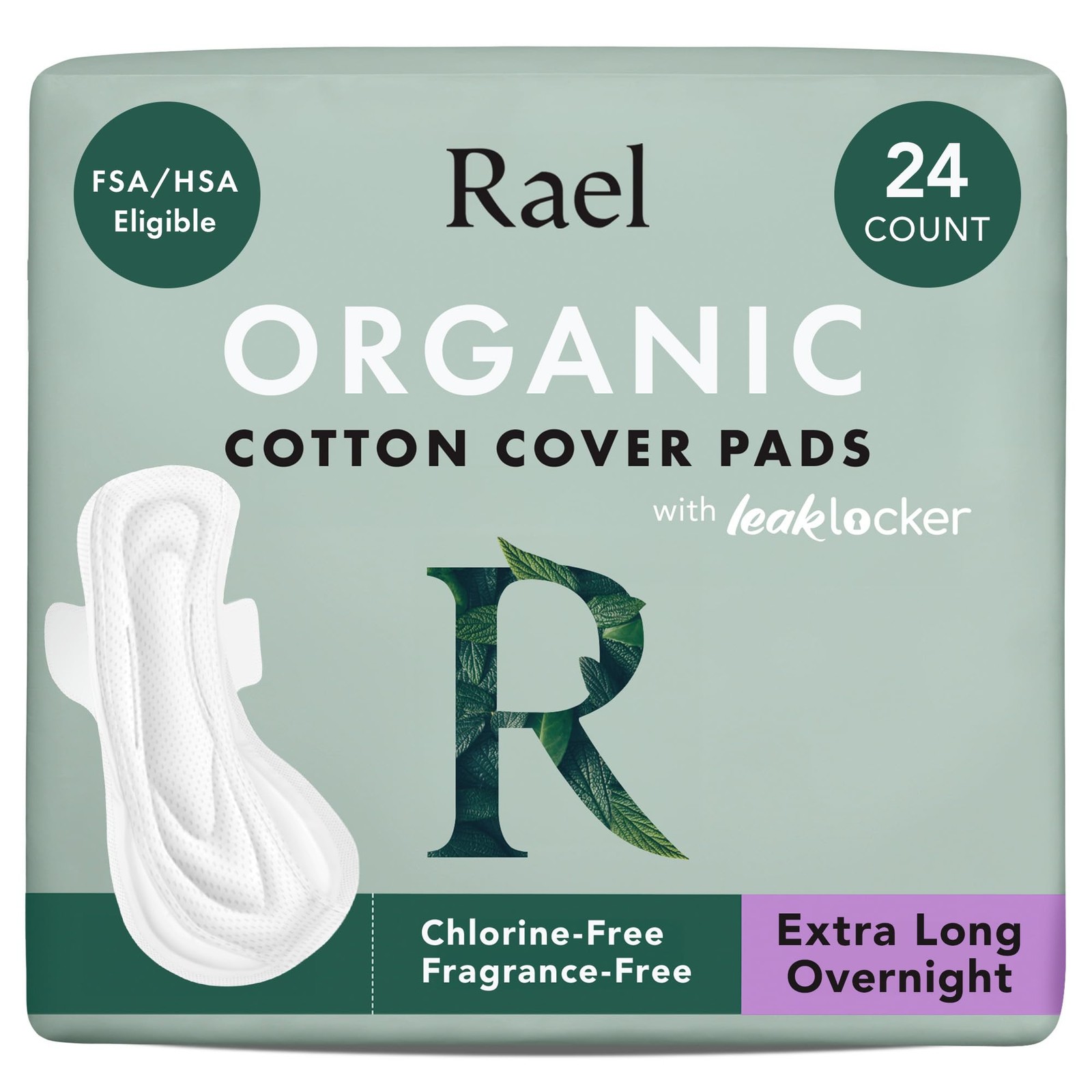 Rael Pads for Women, Organic Cotton Cover – Period 24 Count (Pack of 1)