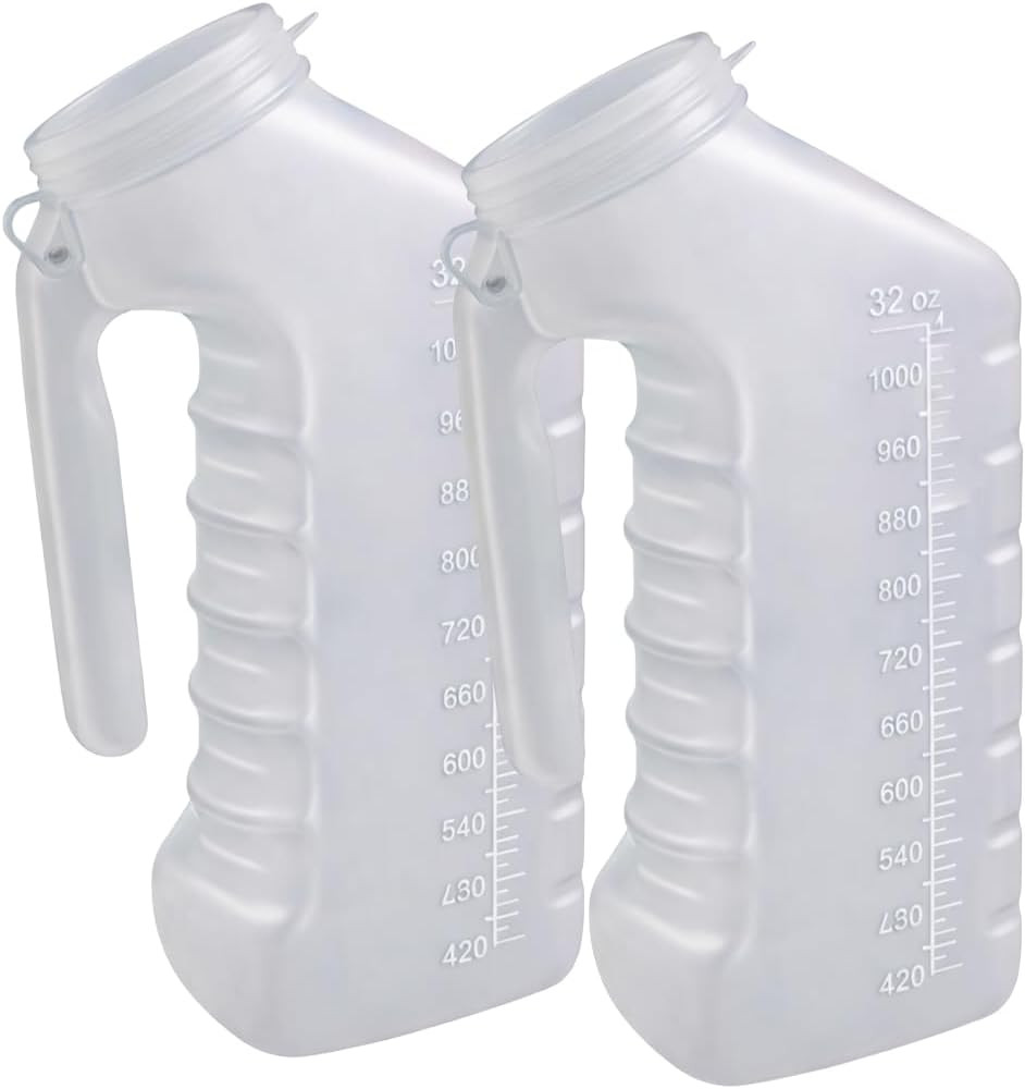 Male Urinal Bottle with Cover & Handle – Portable Handheld Pee Bottle for Men, S