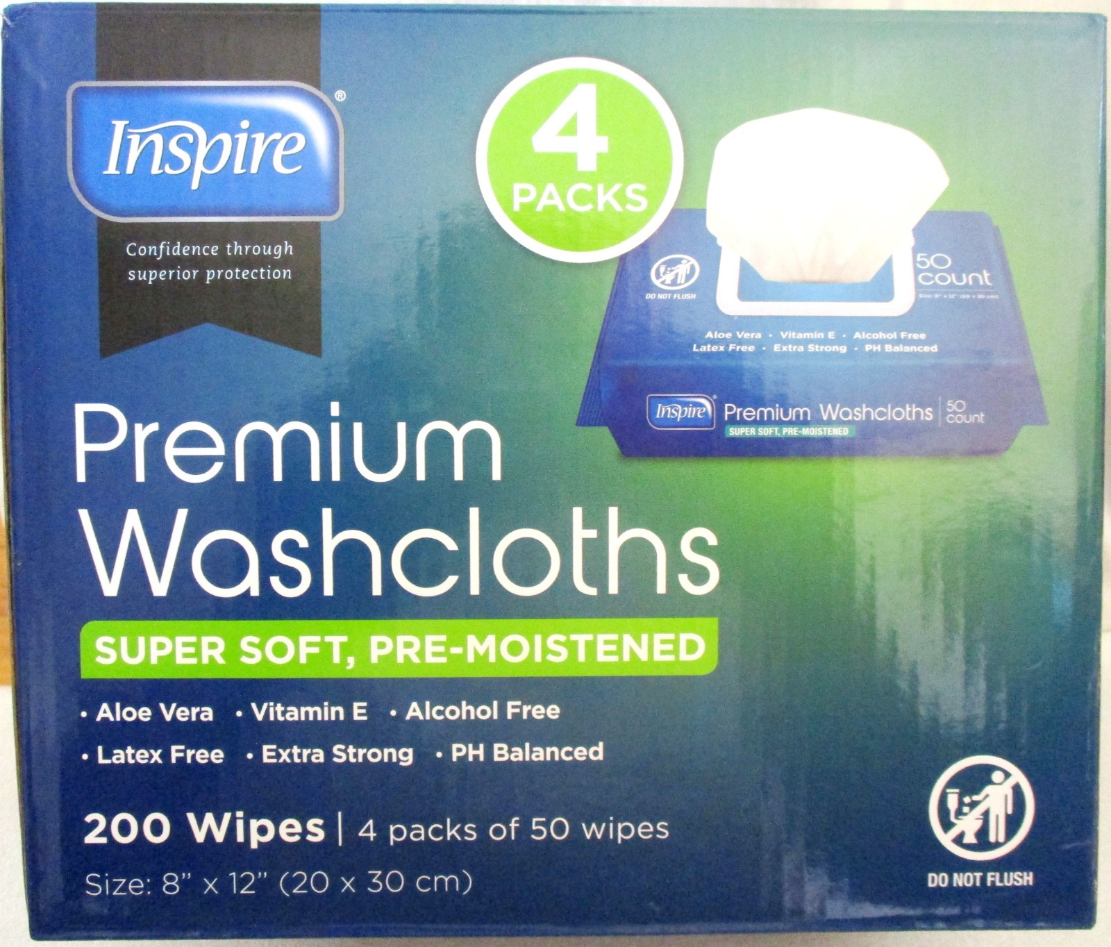 SEALED Adult Wet Wipes Premium Moistened Washcloths 8”X12” 200 Wipes Super Soft.