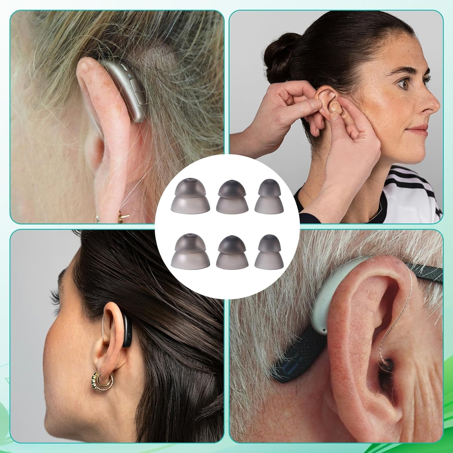6-Pack Silicone Hearing Aid Domes – Comfortable Replacement Ear Tips in Multi…