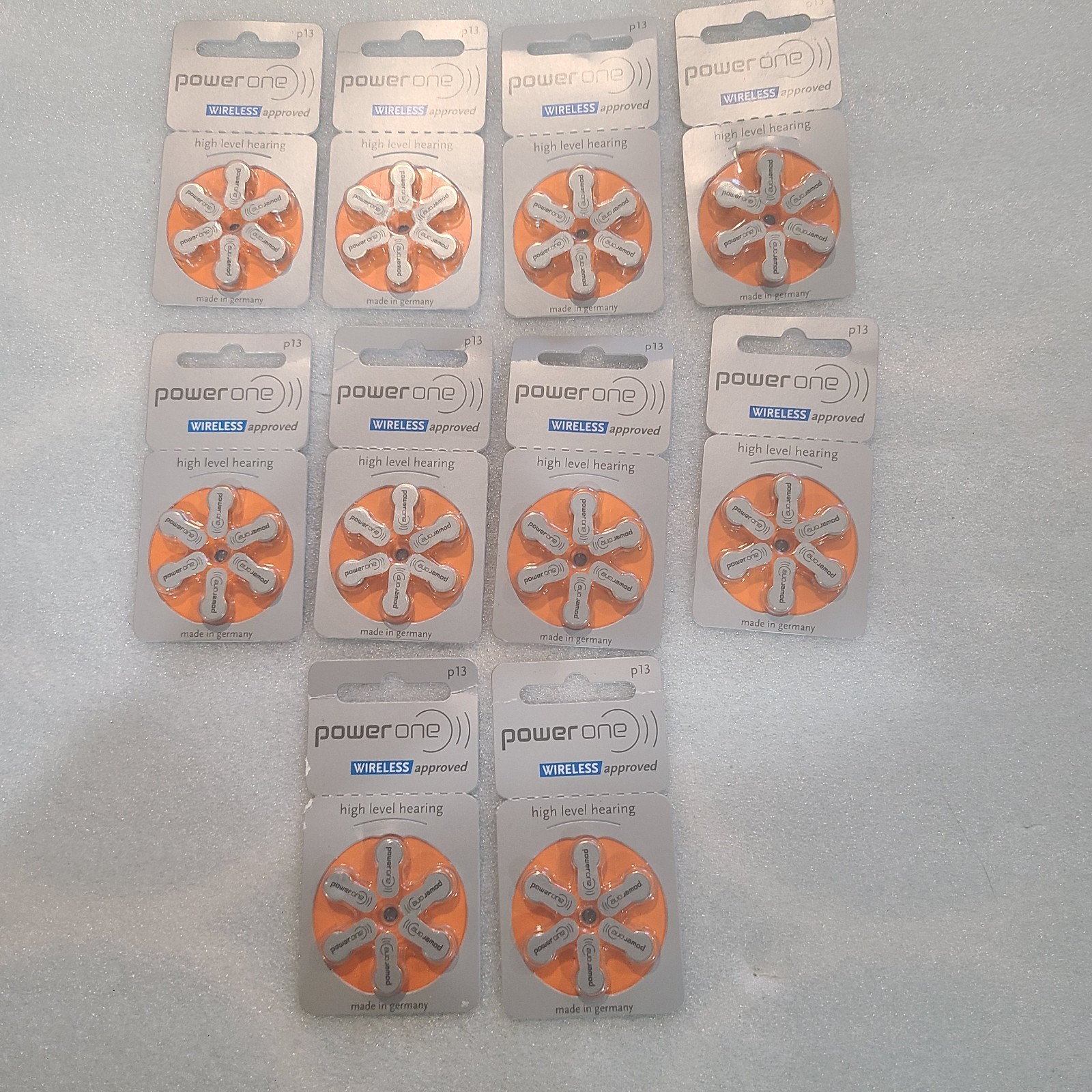 Power one size p13 Hearing Aid Batteries made in Germany Genuine 10 pks