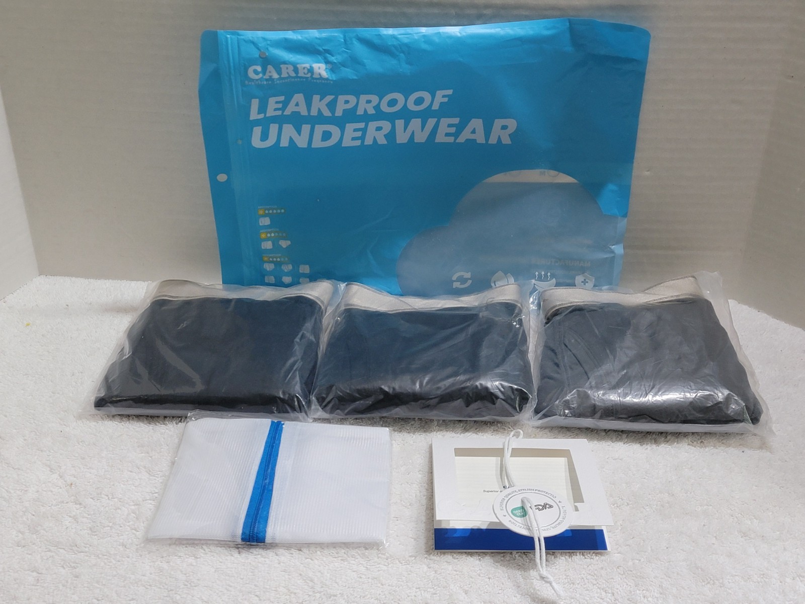 3 Carer Incontinence Underwear Men’s Washable Front Fly Boxer Briefs Small