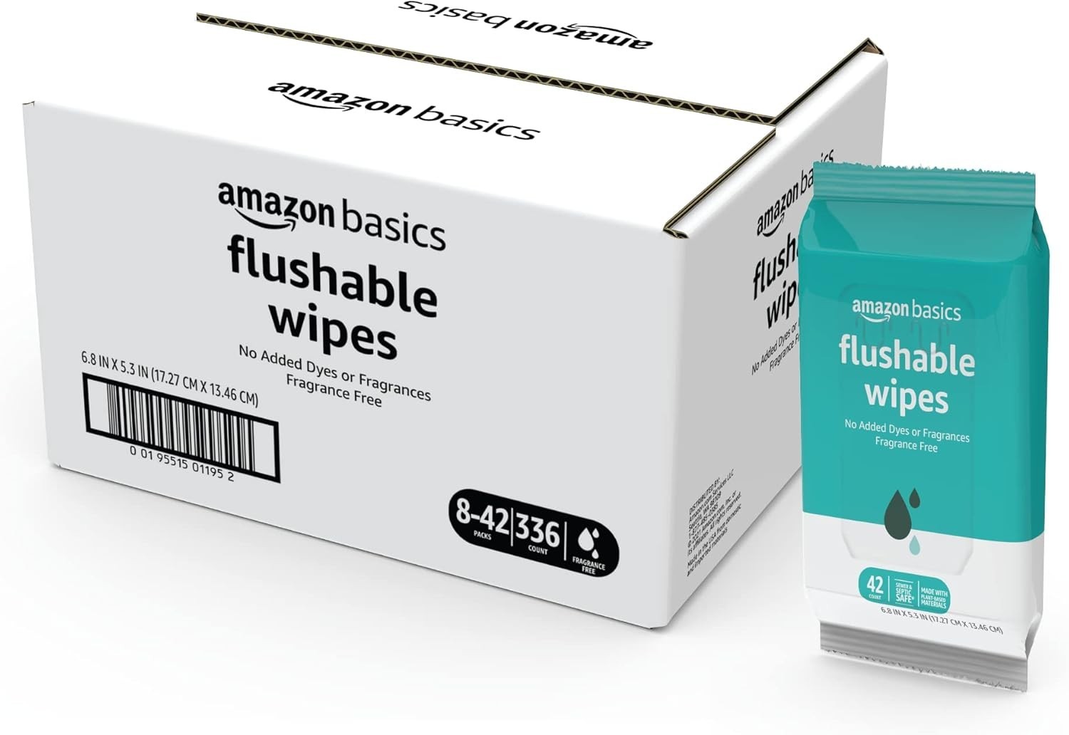Plant-Based Flushable Wipes – 336 Count Adult Hygiene Essentials, No Fragrance