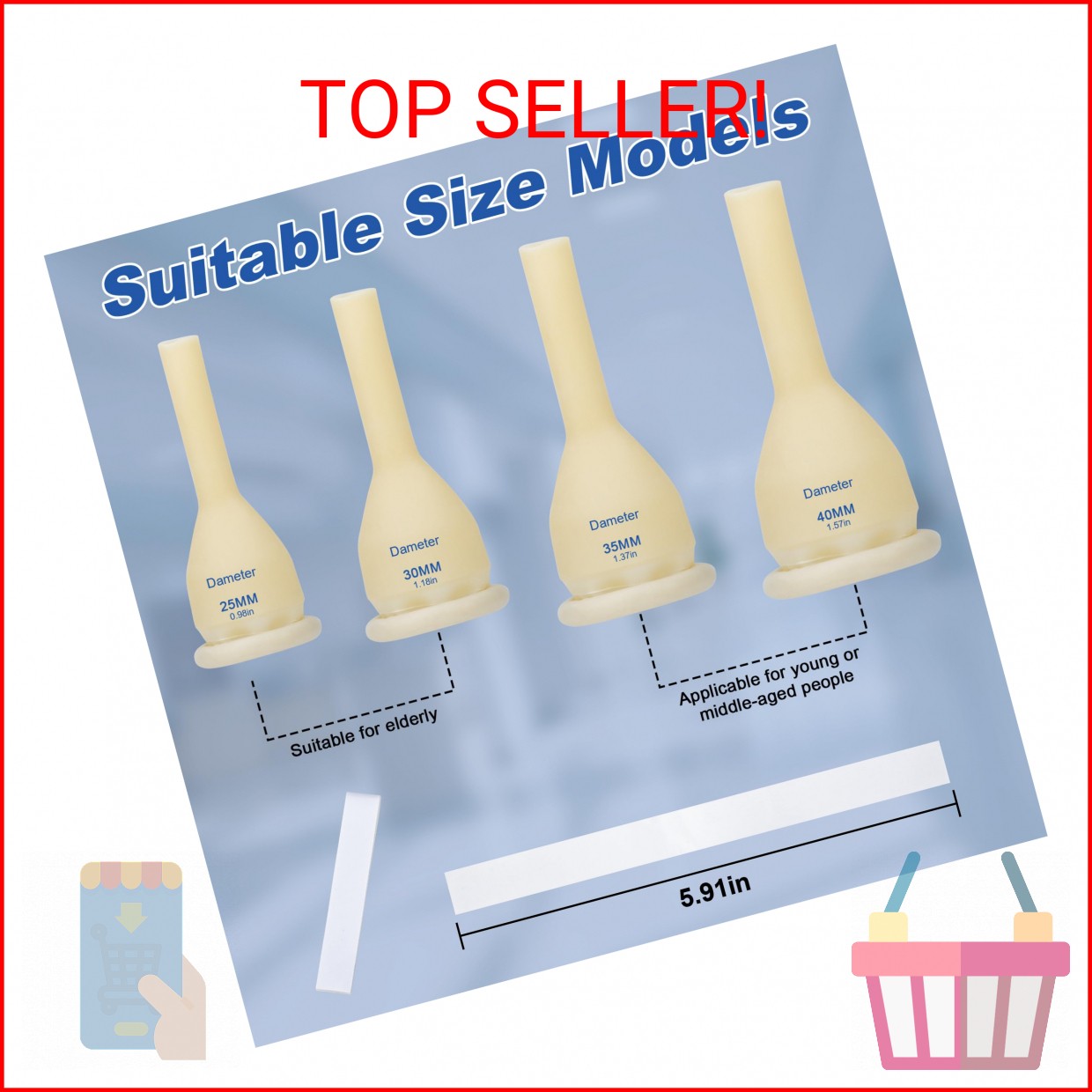 20PCS 30mm Latex Condom Catheters for Men, External Condom Catheter for Incontin