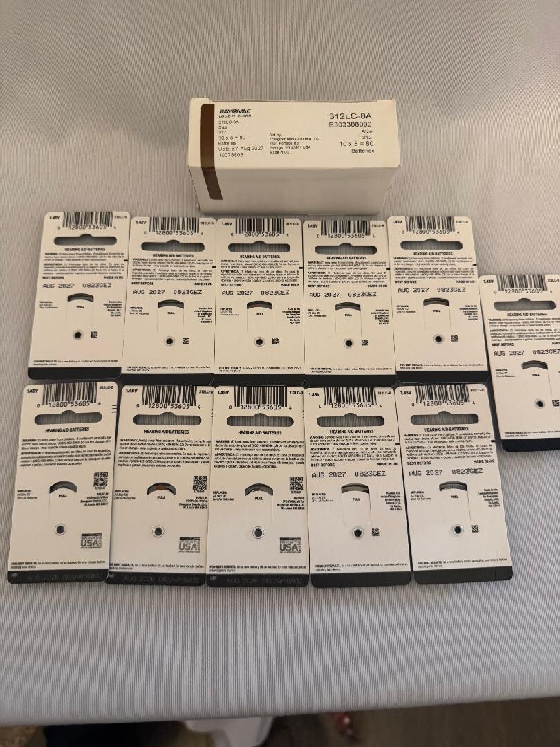 Rayovac Loud N Clear 312 Hearing Aid Batteries 11 Packs Aug 2026 (4) & Aug 2027