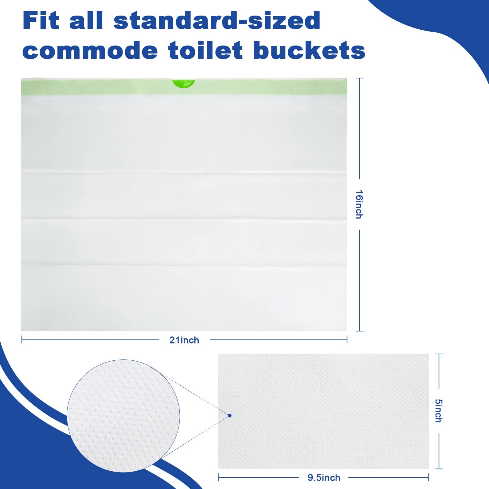 Kovevo 60 Pack Commode Liners with Absorbent Pads, 120 Piece Set, Green-120