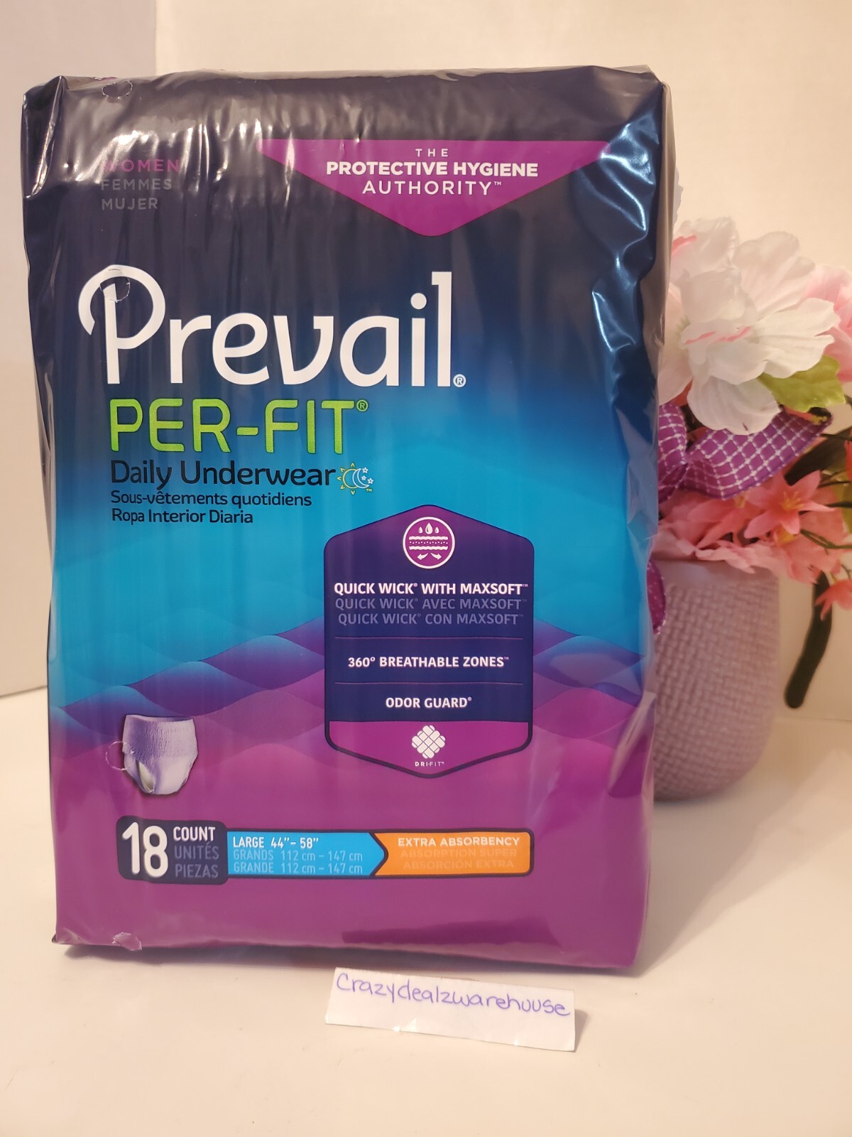 Prevail ~For Women Daily Disposable Underwear Female Large PFW-513 Per-Fit 18 Ct