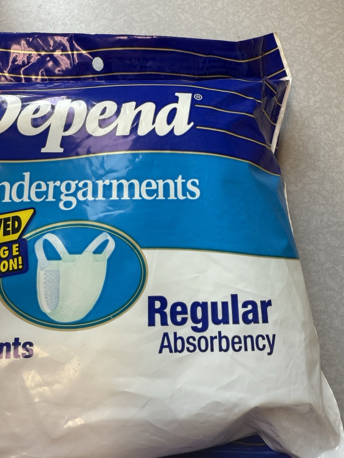 Depend Adult Diapers Briefs 1996 Depends Extra and Reg Two Packs Of 2 Vintage