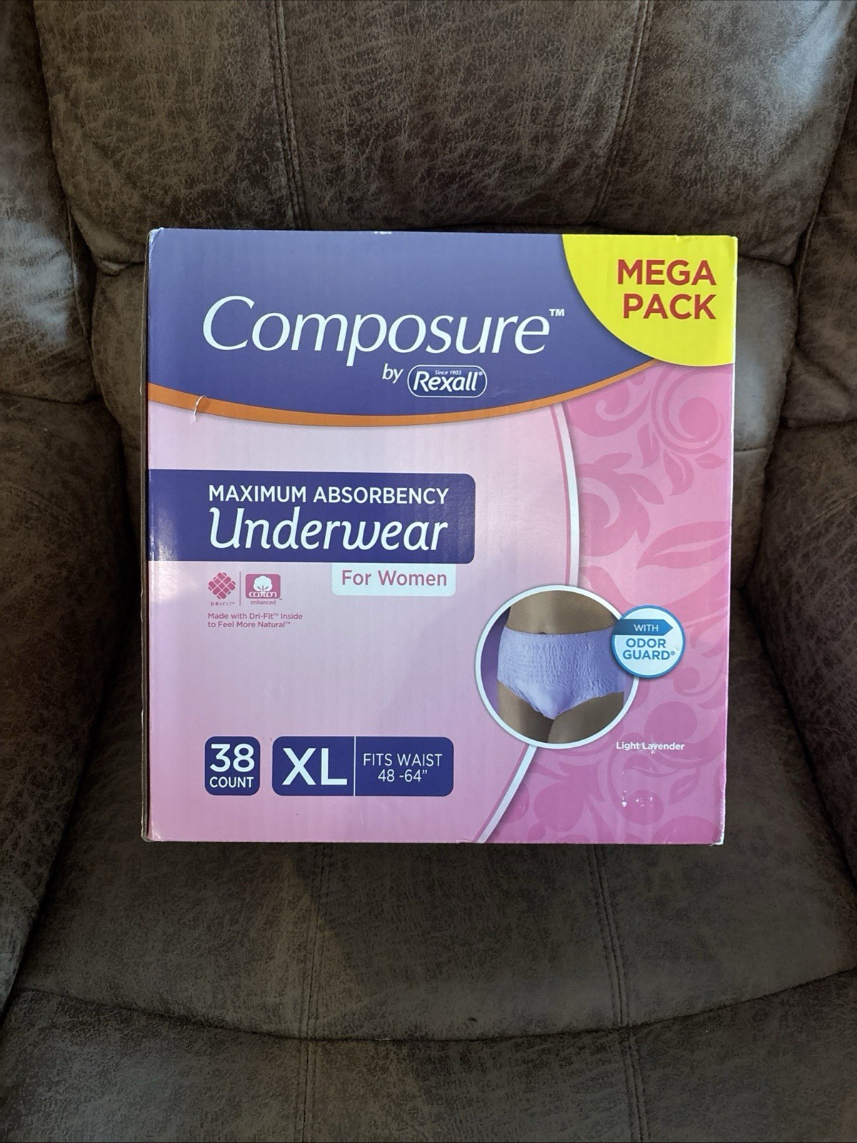 Rexall Composure Maximum Absorbency Women’s Underwear XL Lavender 38 Count
