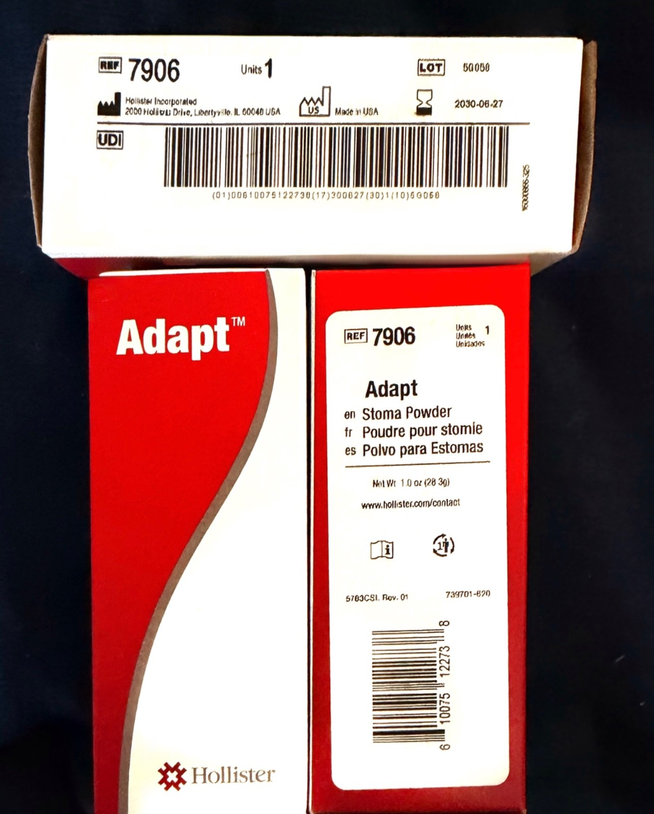 3 NEW Hollister #7906 Adapt Stoma Powder 1 oz. Bottles Original Box Exp 2030