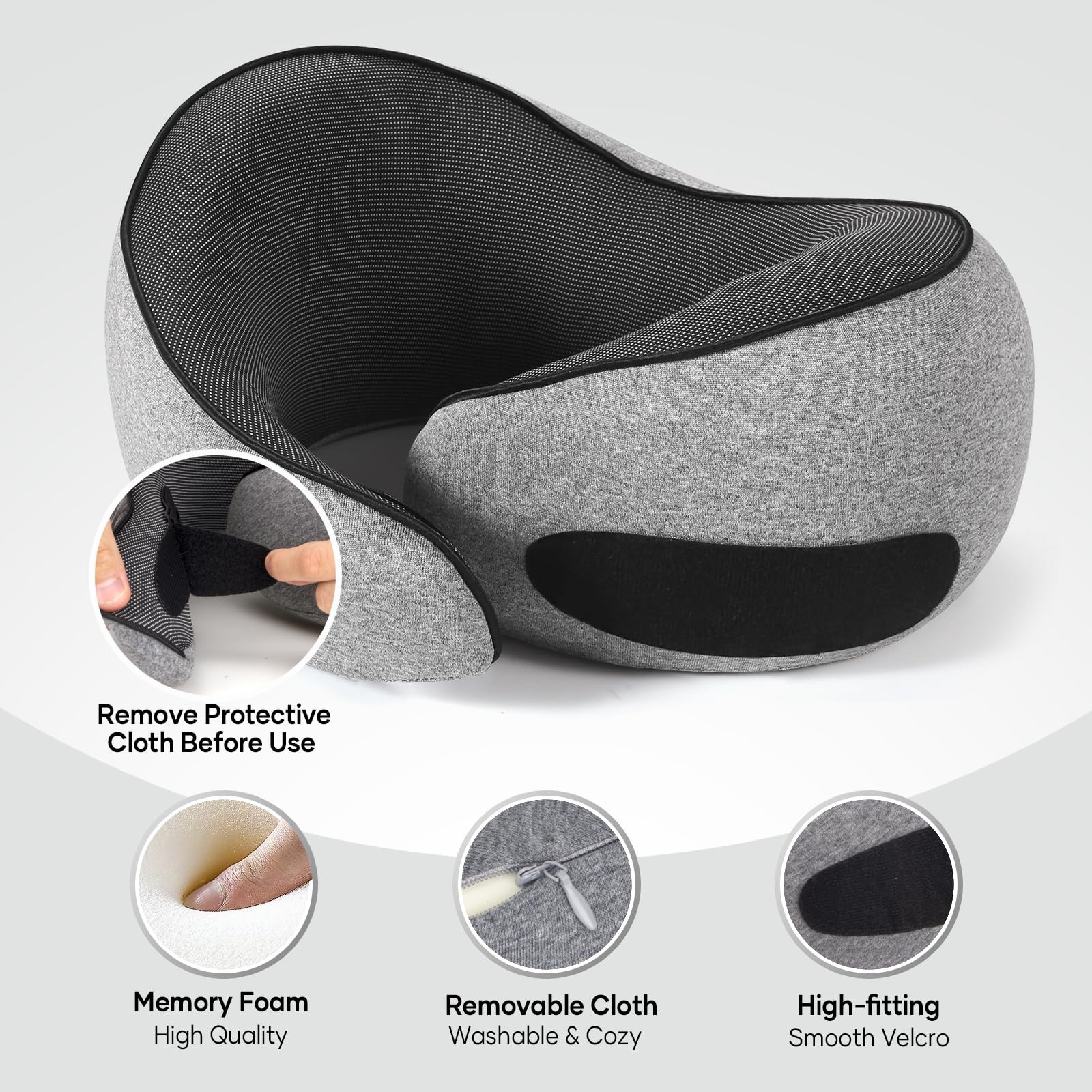 NOCRLG Travel Pillow, Neck Pillow for Airplanes Car, 100% Pure Grey