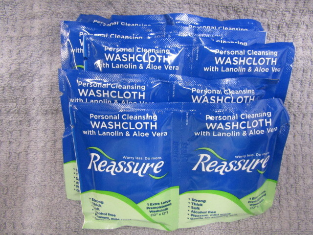 REASSURE~~PACK OF 10 or PACK OF 5~~INDIVIDUALLY WRAPPED PERSONAL WASH CLOTHS 137