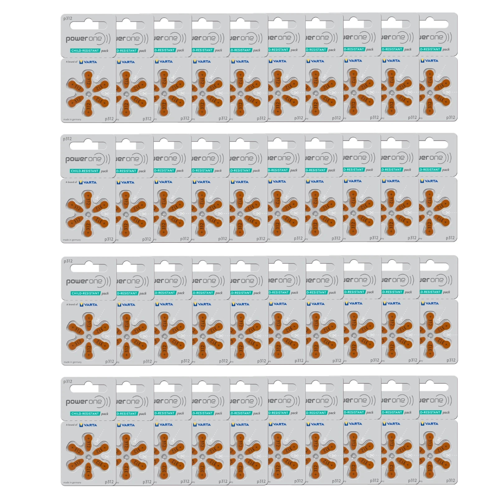 Power One Size 312 Mercury-Free Hearing Aid Battery (240 Pack)