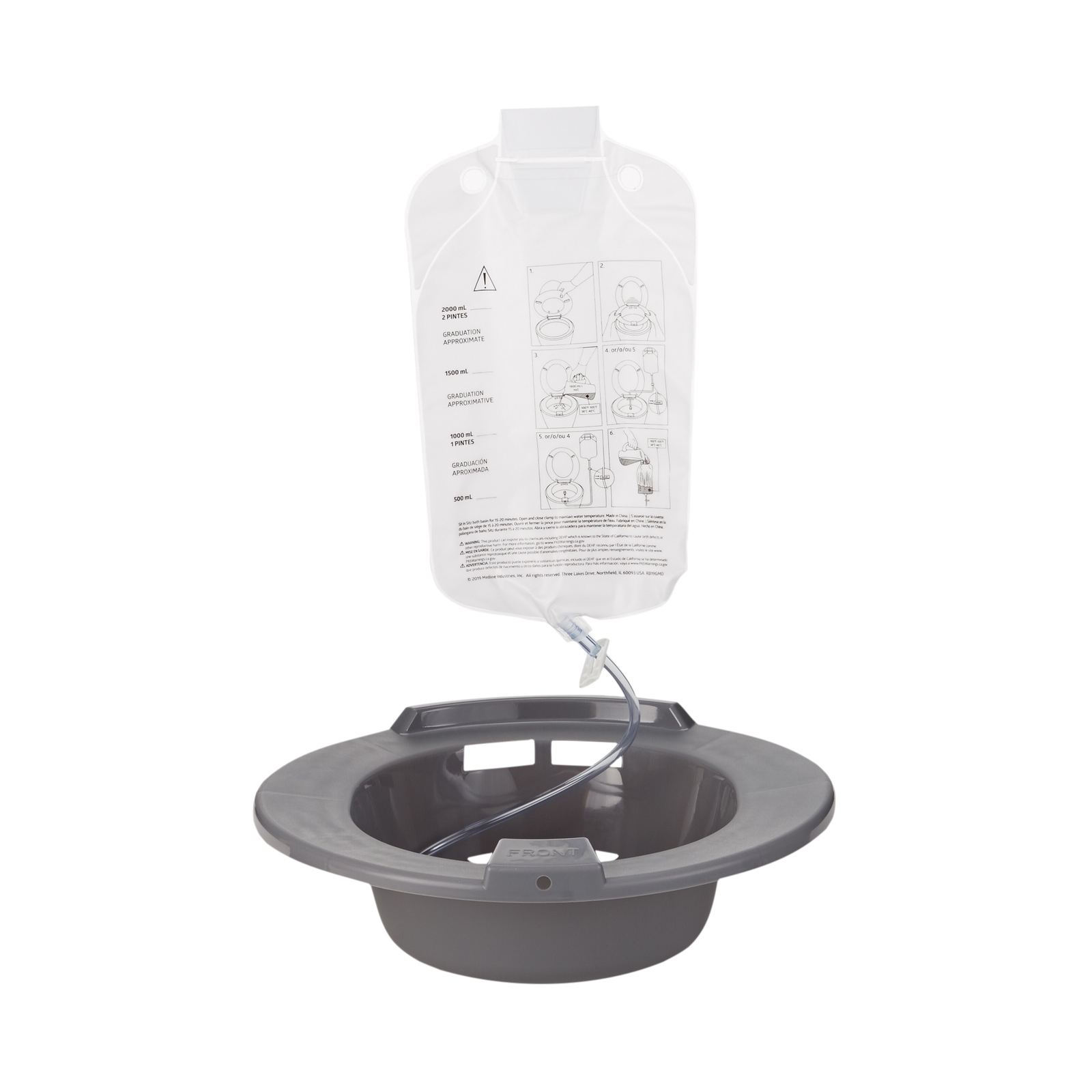 McKesson Sitz Bath Graduated 500 mL Increments up to 2000 mL Graphite 10 Ct